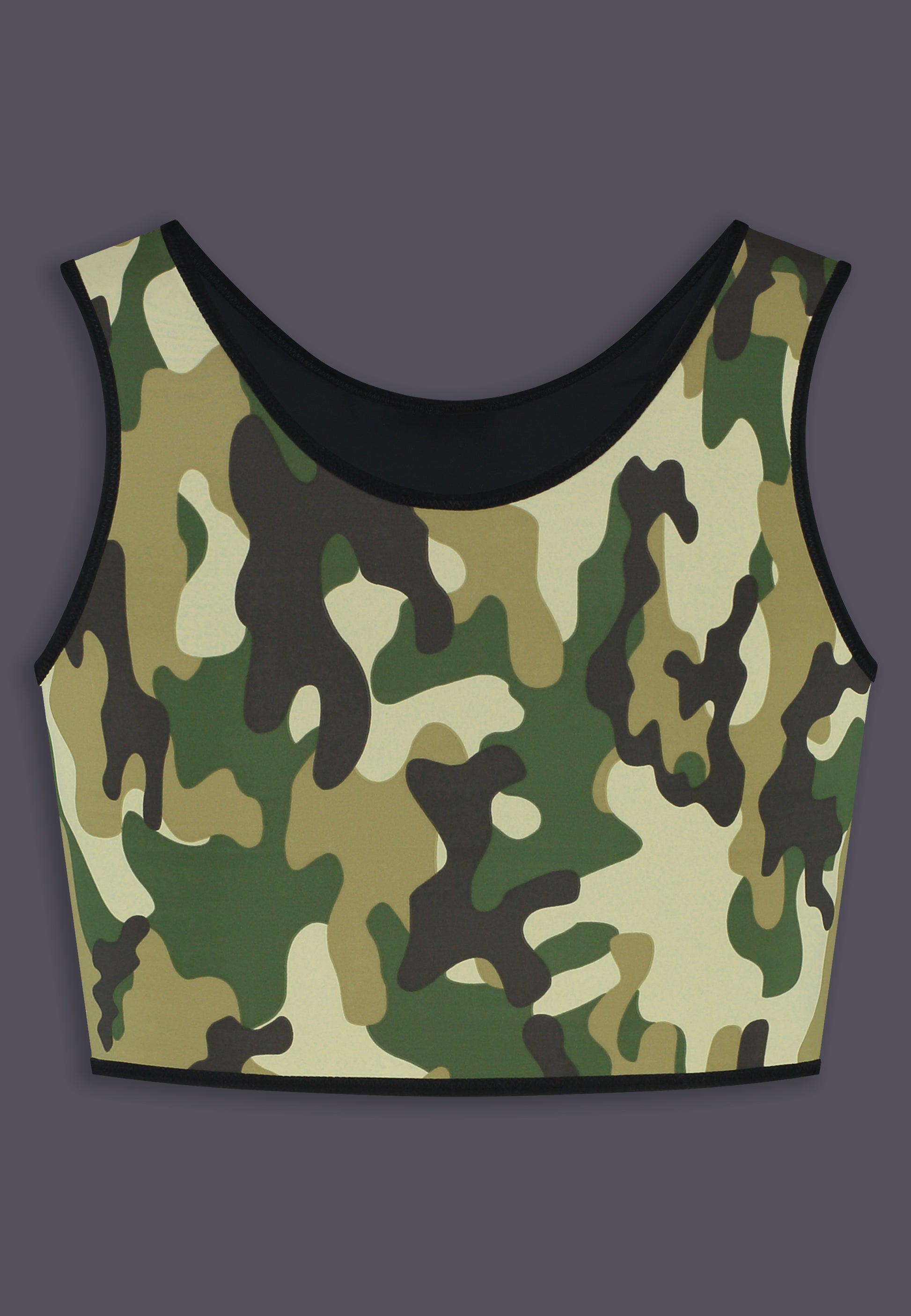 UNTAG trans ftm non binary chest binder camouflage short binder print top product back