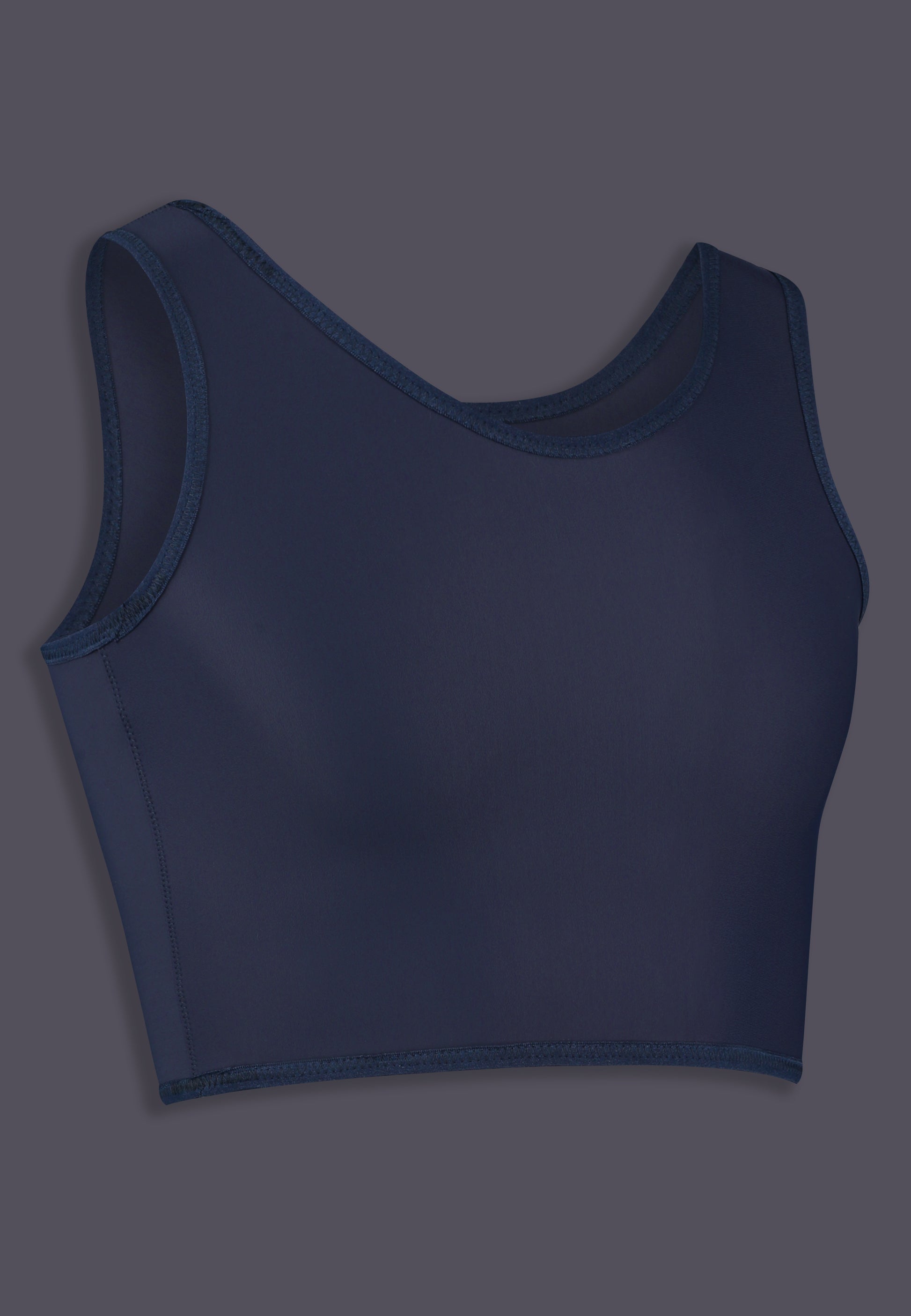 FtM trans fitted short chest binder dark blue side PRODUCT LGBTQIA+