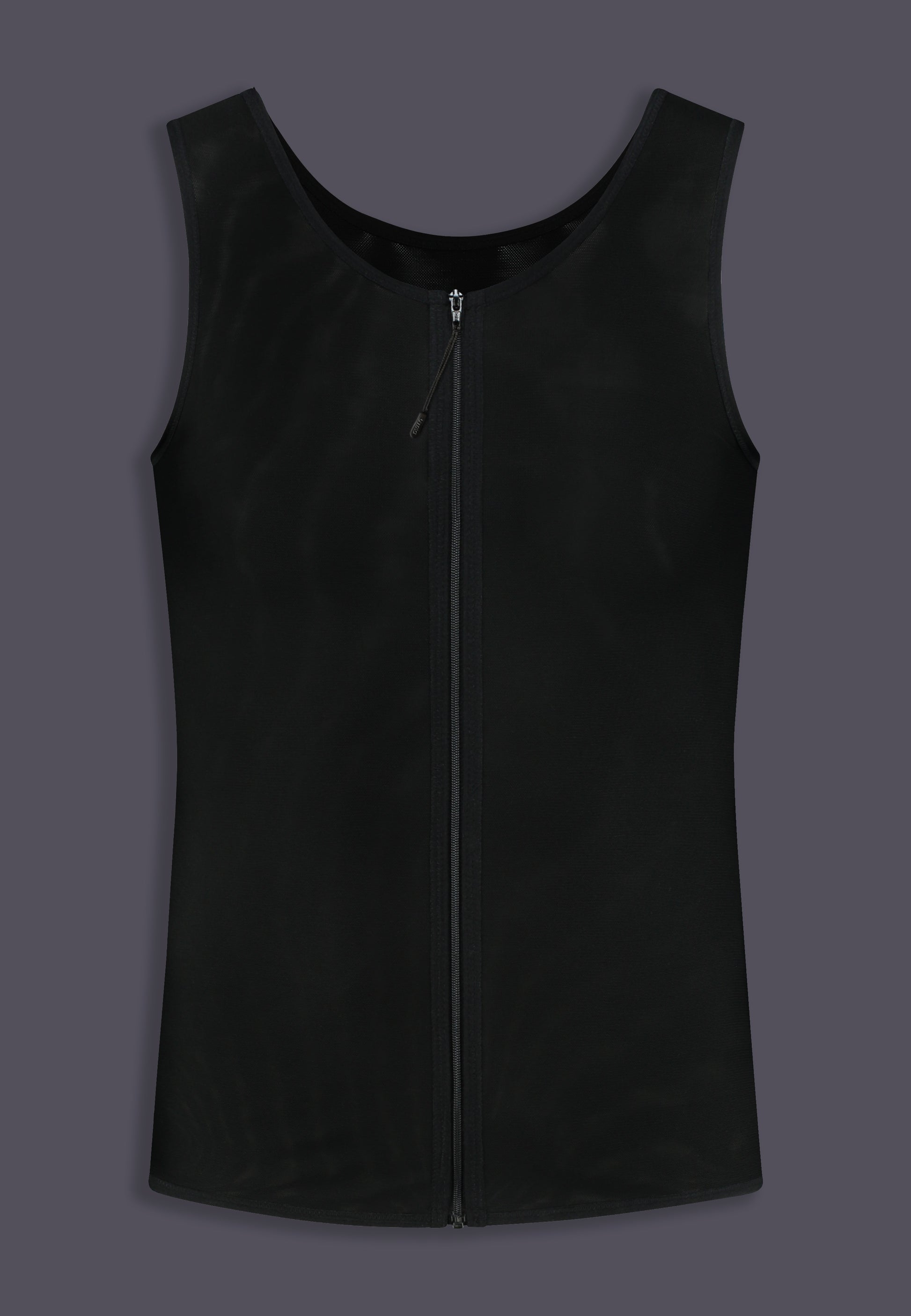 Singlet Binder with zipper in black front view by UNTAG