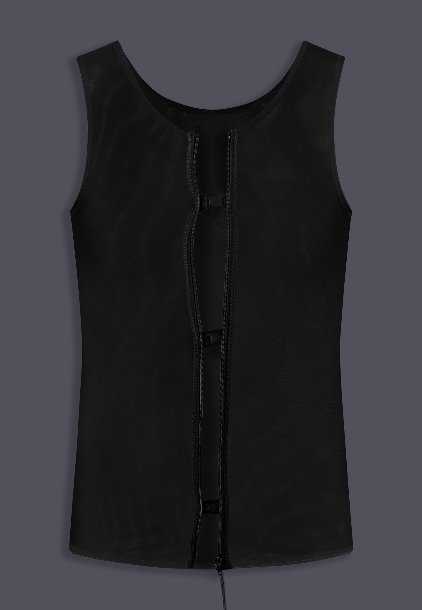 Singlet Binder with zipper in black front view by UNTAG