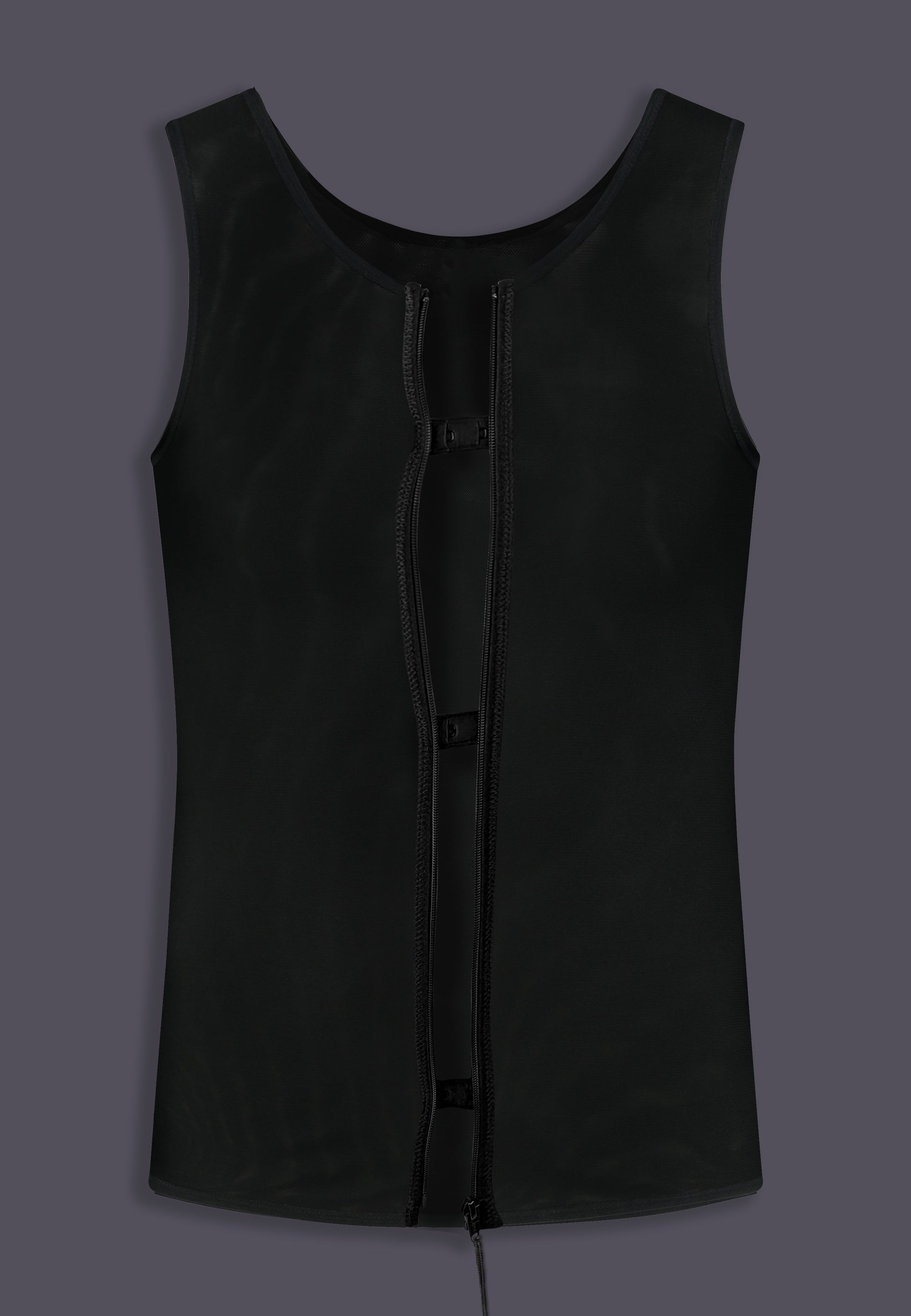 Singlet Binder with zipper in black front view by UNTAG