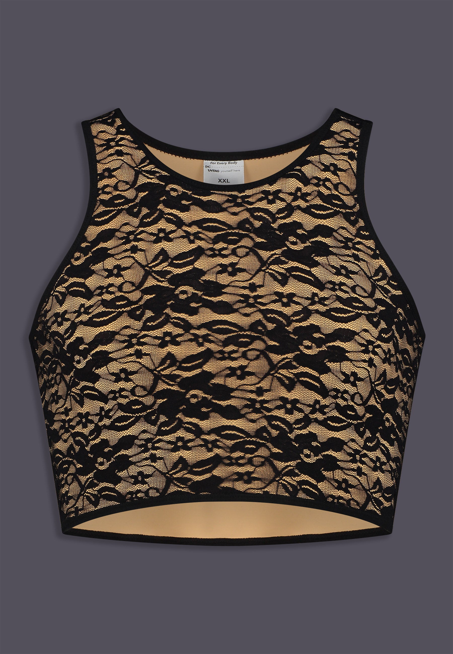 UNTAG Lace chest Binder caramel FtM trans underwear fashion black non binary