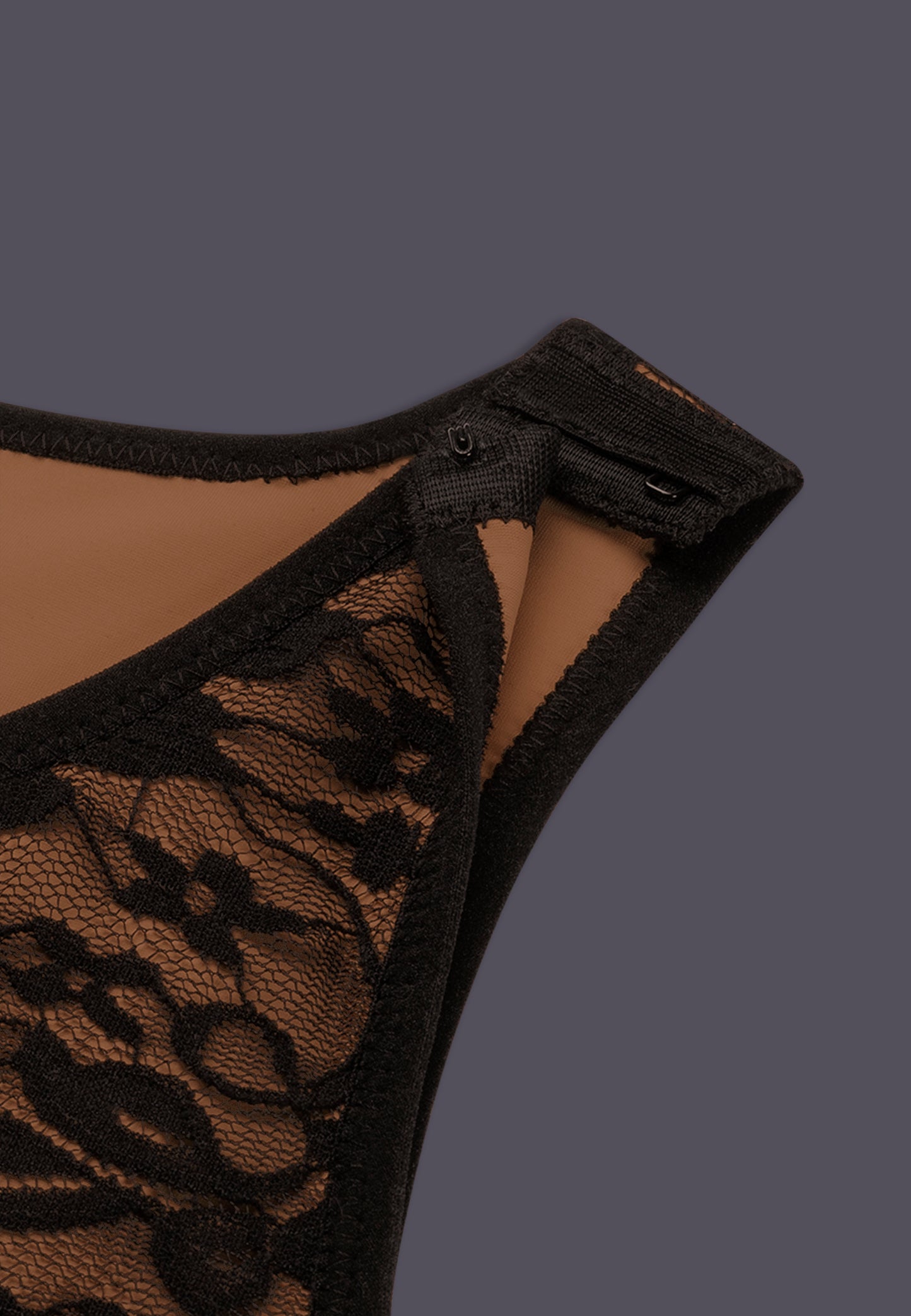 UNTAG Lace chest Binder chocolate FtM trans underwear fashion black non binary