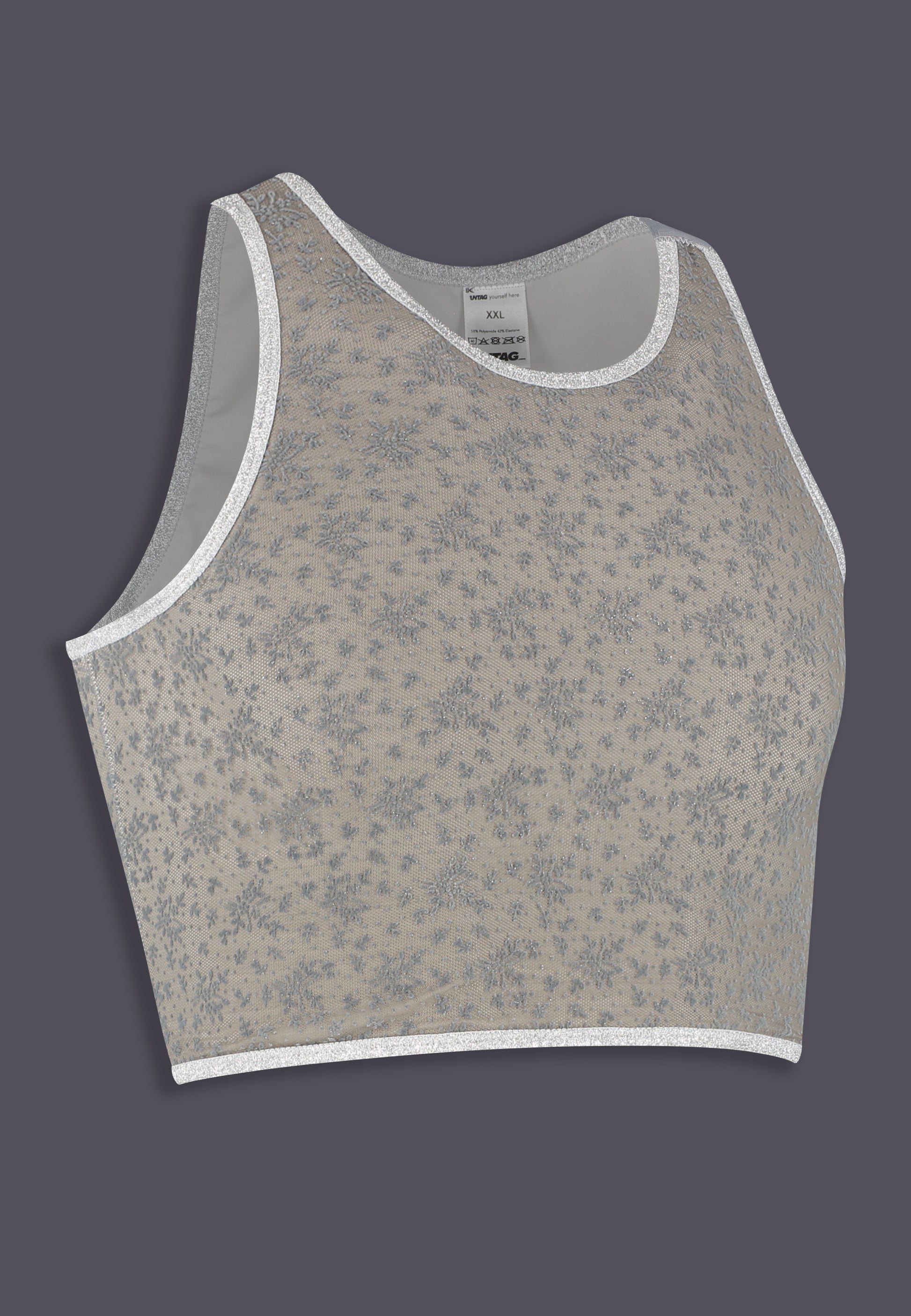 UNTAG FtM trans chest binder lace silver product side