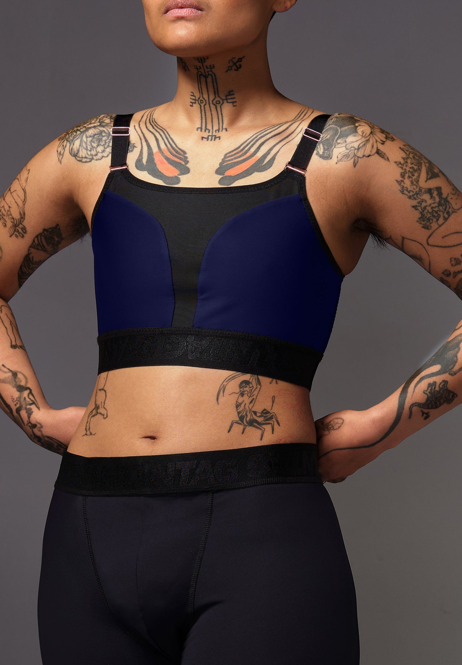 Athletic Chest Binder dark blue FtM trans - model side