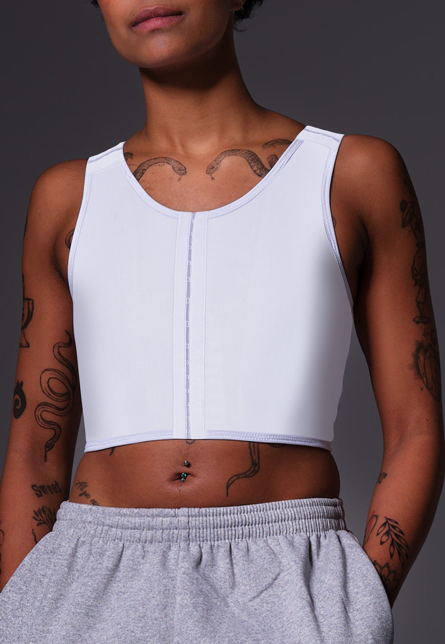 UNTAG Medical Chest Binder post-op surgery white- model