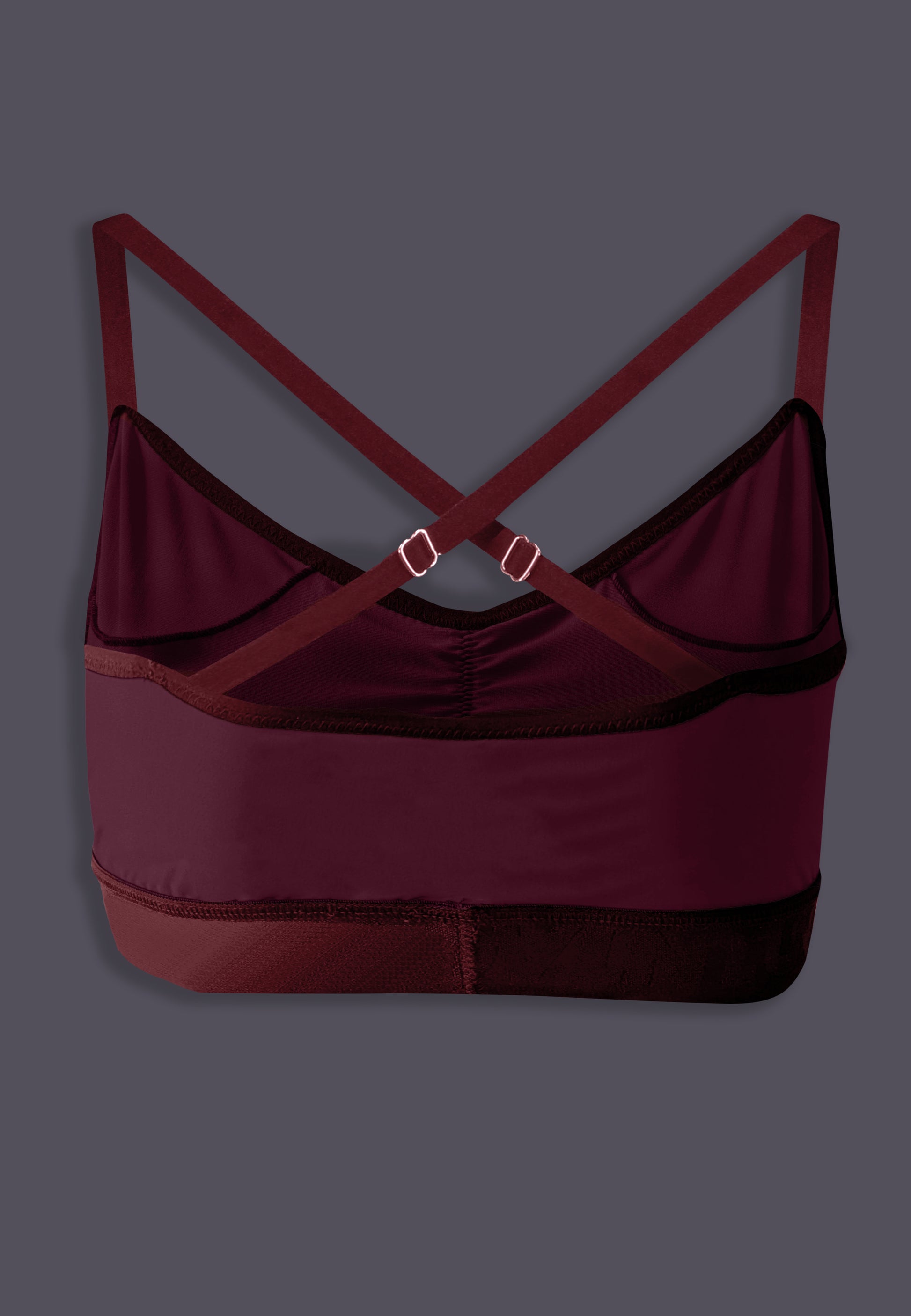 UNTAG MtF trans femme underwear bralette prosthetic top burgundy product back