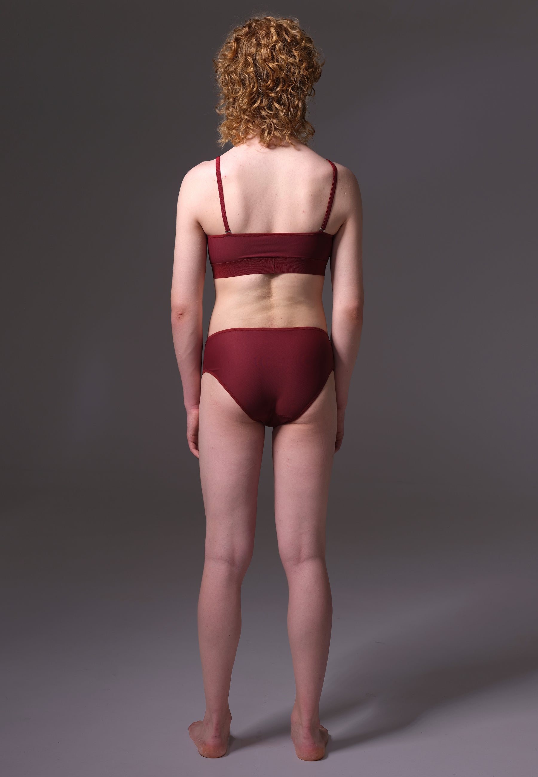 UNTAG MtF trans femme underwear bralette prosthetic top burgundy model back