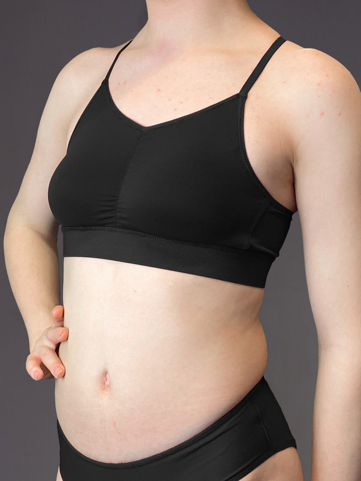 UNTAG MtF trans bra top with prosthetics black front model