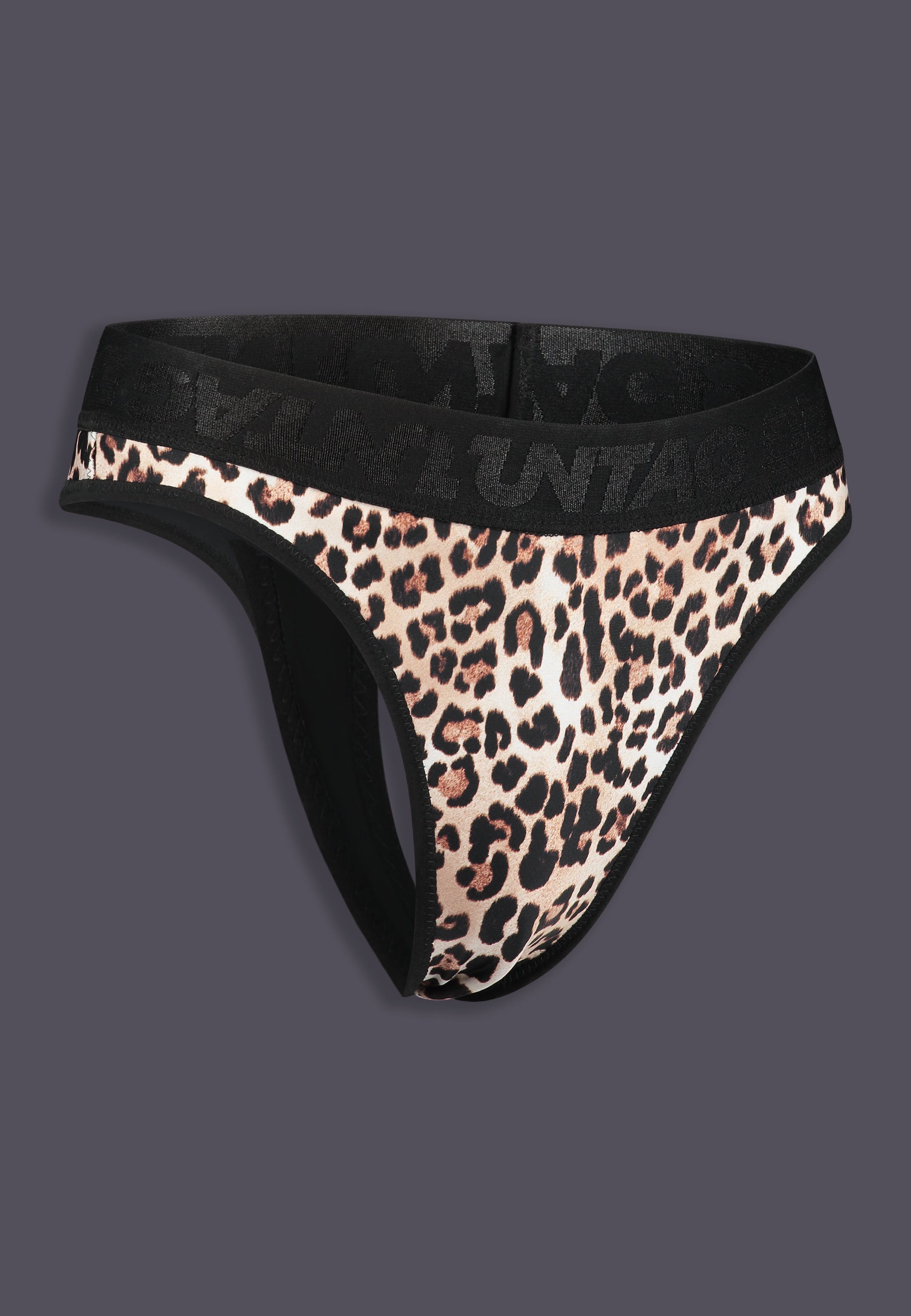 UNTAG MtF trans femme underwear high waisted tucking thong leopard product side