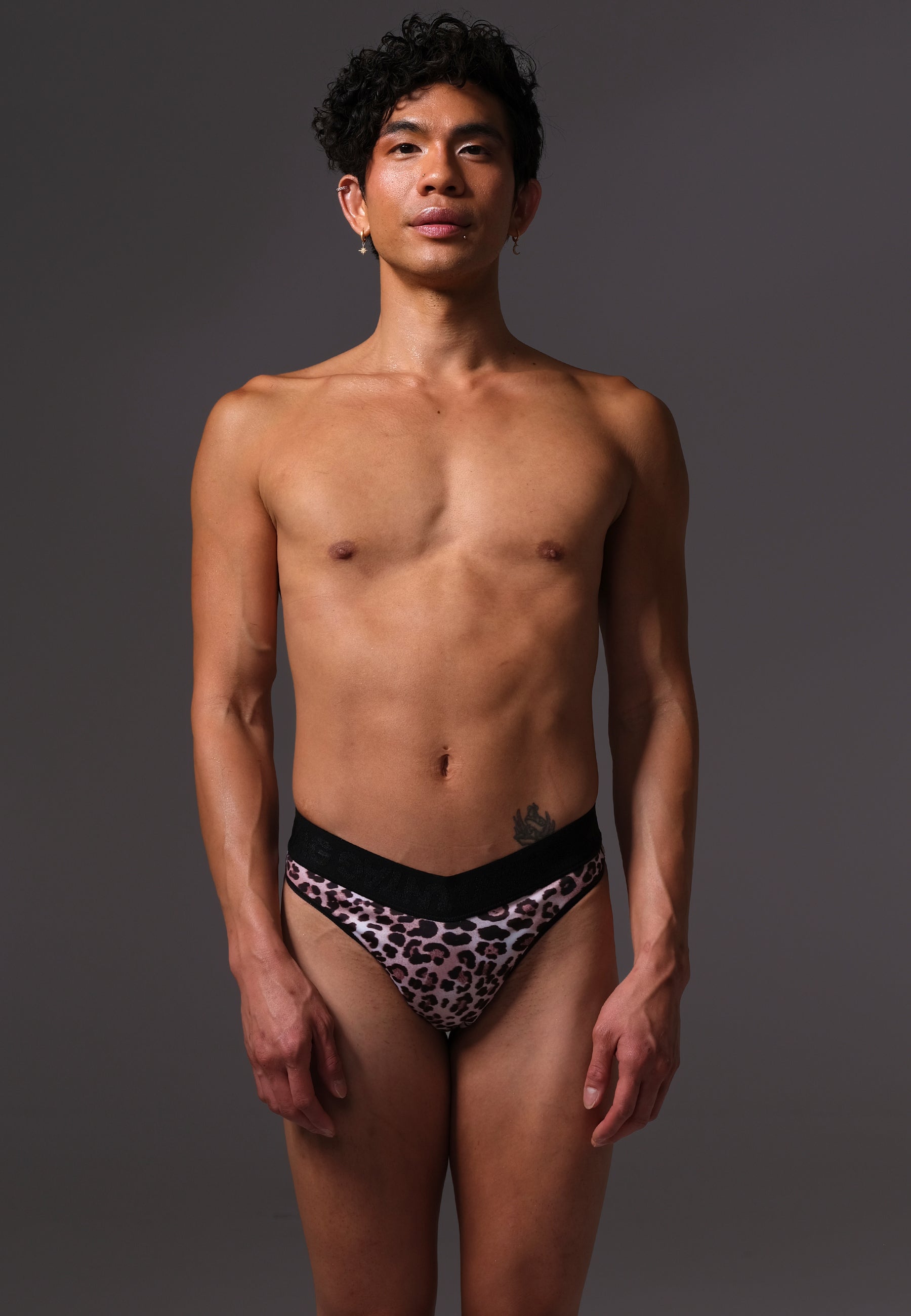 UNTAG MtF trans femme underwear high waisted tucking thong leopard model front