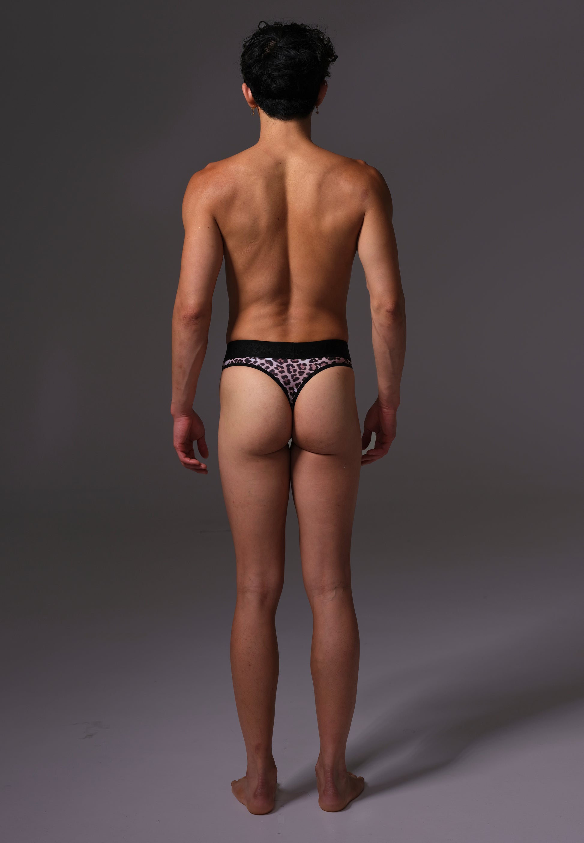 UNTAG MtF trans femme underwear high waisted tucking thong leopard model back