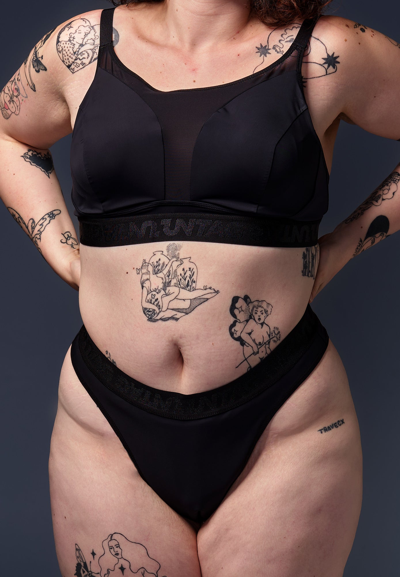 High Waisted Tucking Thong black