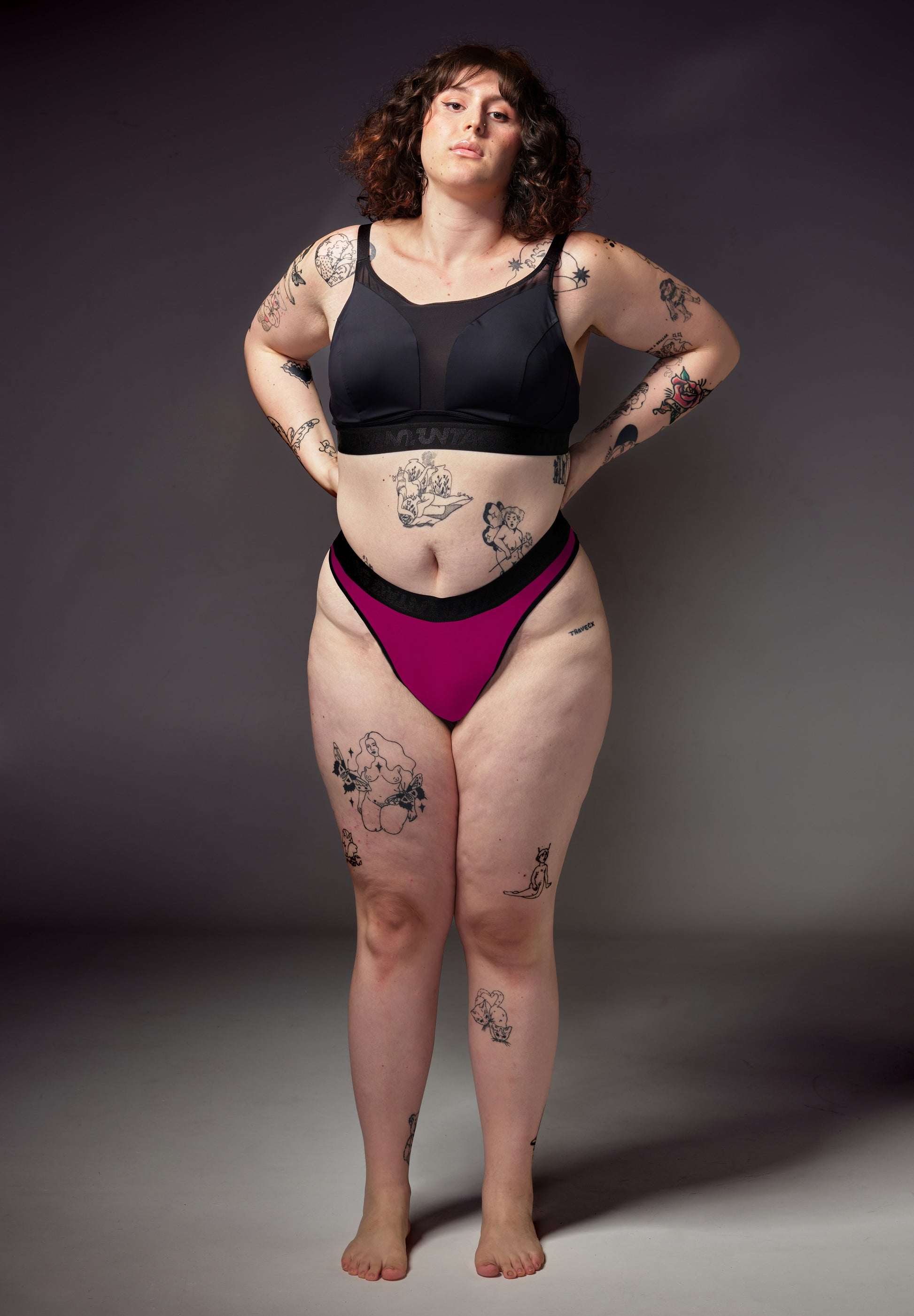 UNTAG trans mtf tucking thong hot pink model front