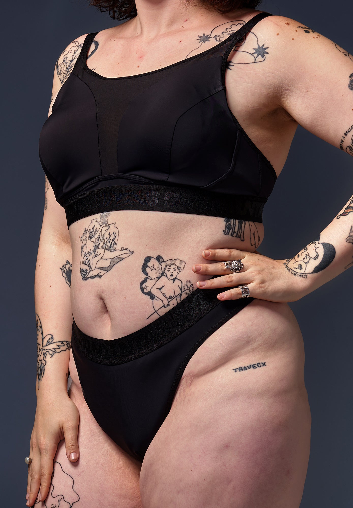 High Waisted Tucking Thong black