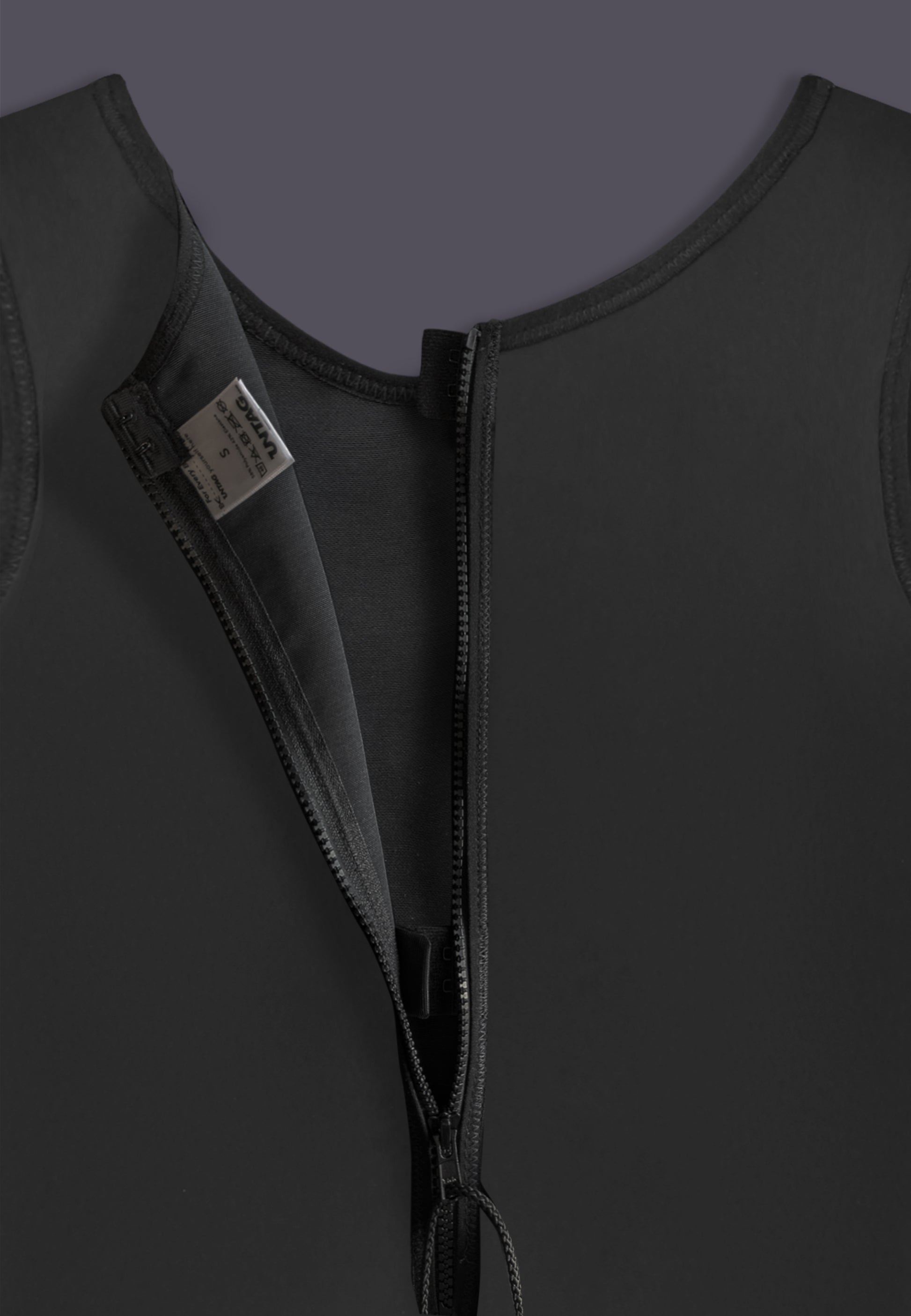 Detail of the Hook & eye closure in the Swimtop Binder