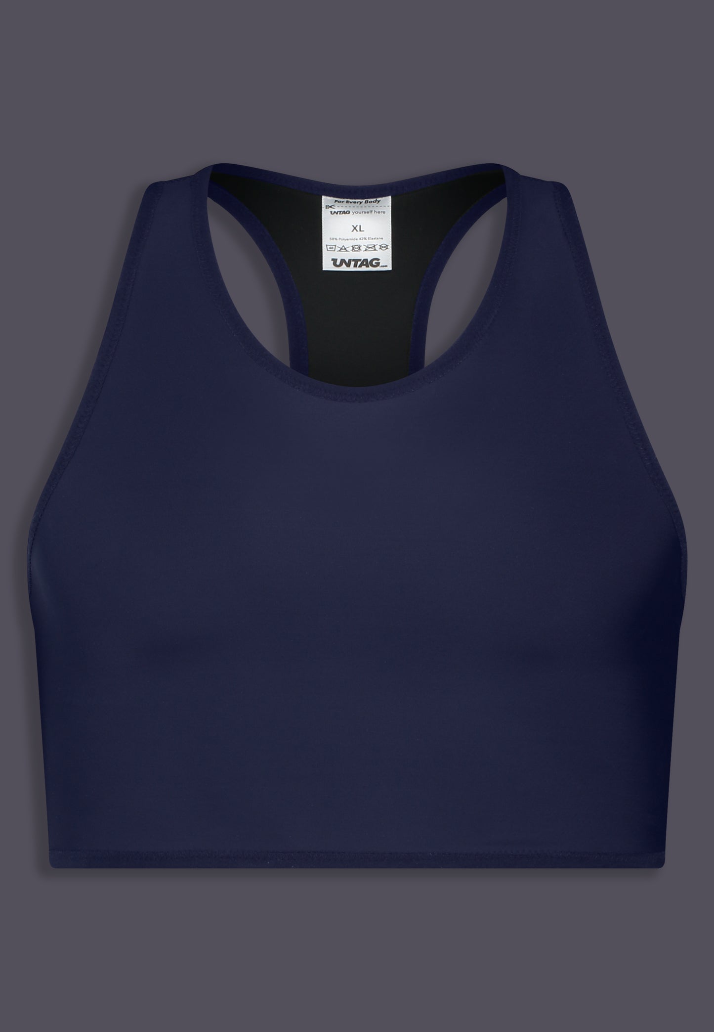 UNTAG trans FtM tank swim chest binder navy product front