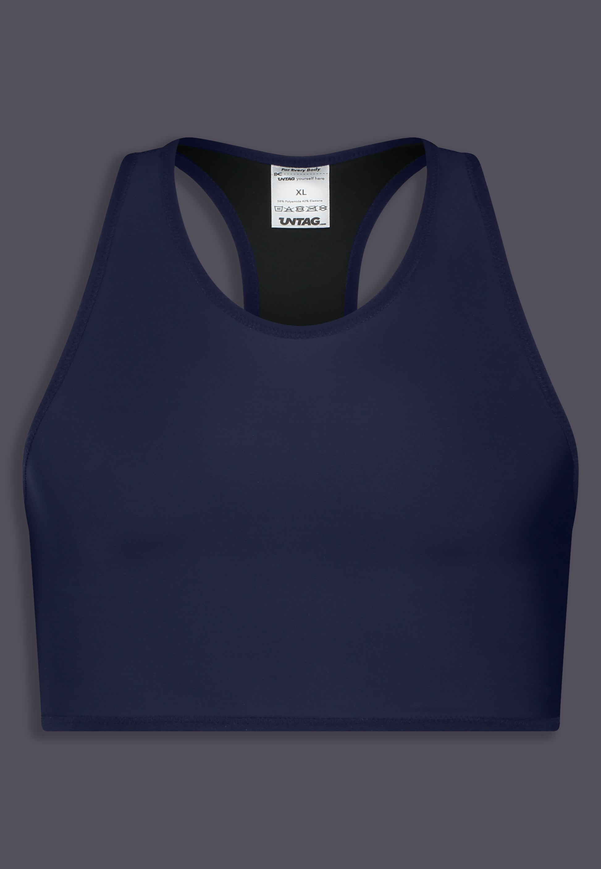 UNTAG trans FtM tank swim chest binder navy product front