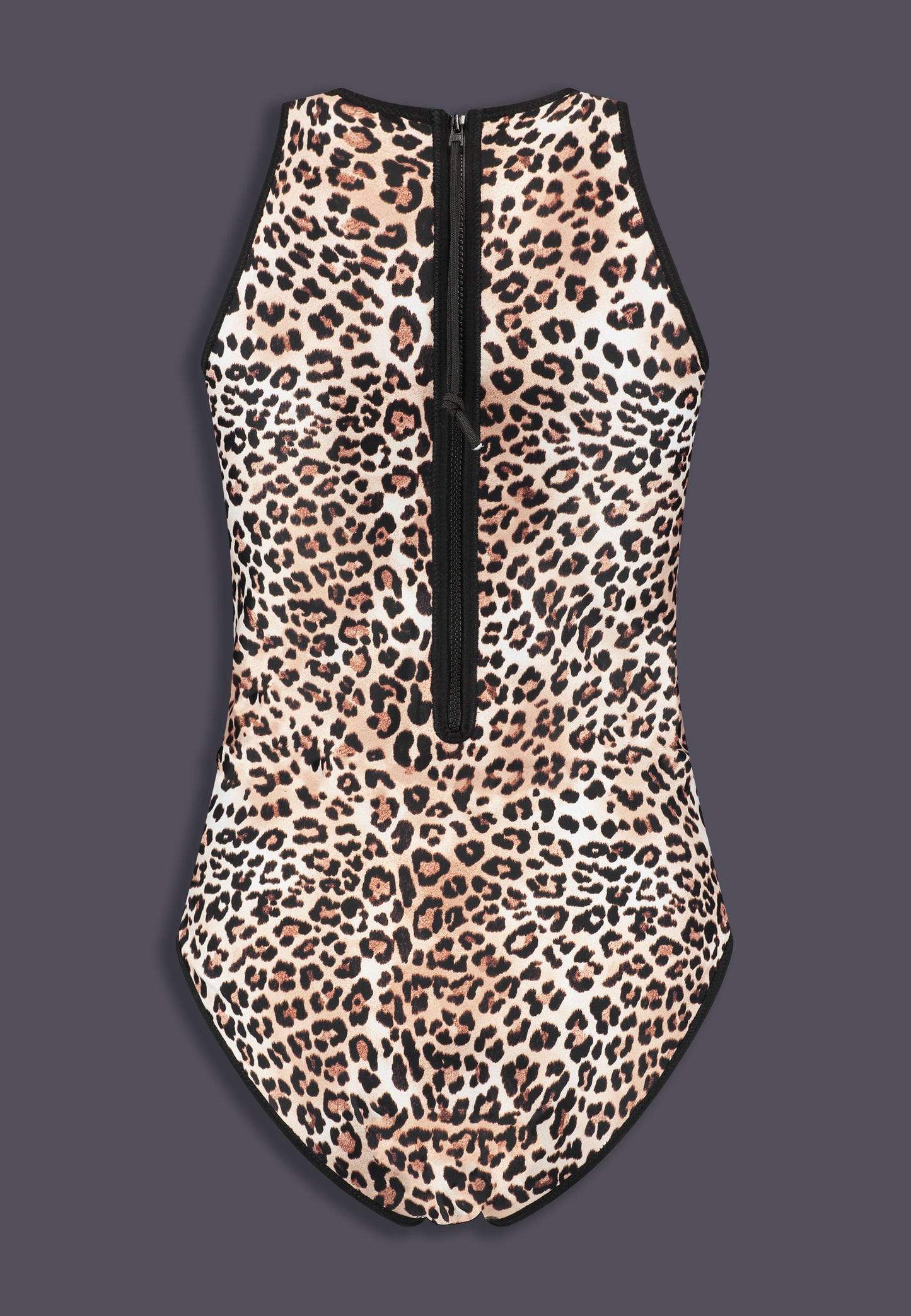 UNTAG MtF trans femme underwear tucking swimsuit leopard one piece zipper prosthetic bathing suit product back