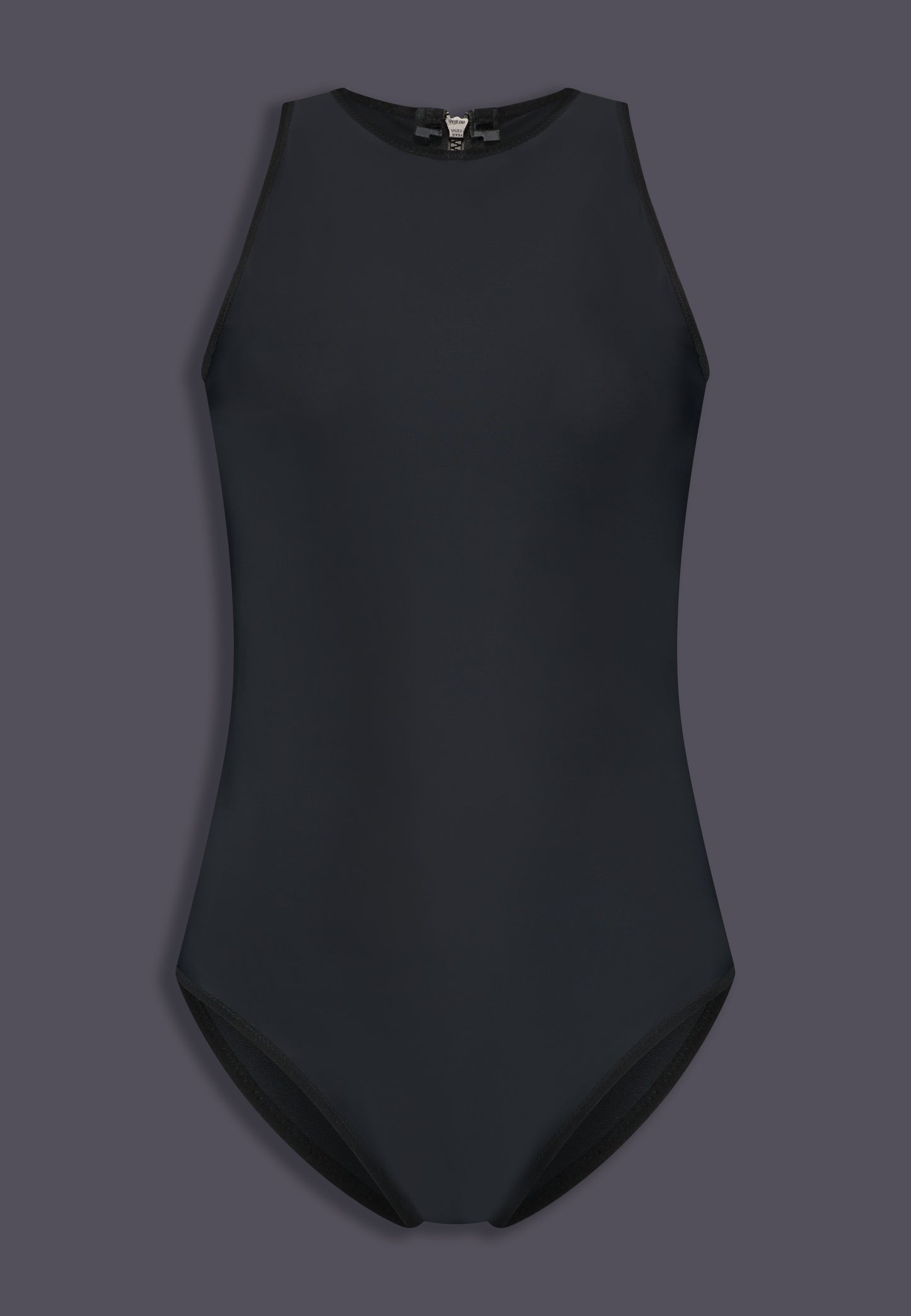 UNTAG MtF trans femme underwear tucking swimsuit black one piece zipper prosthetic bathing suit product front