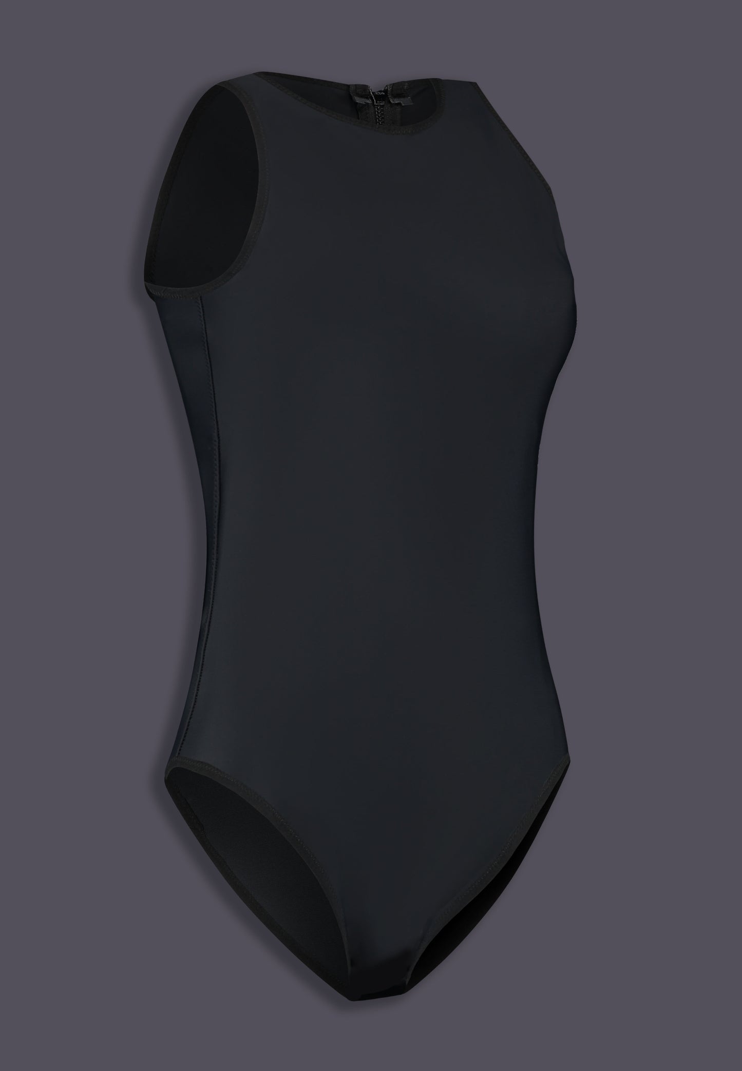 UNTAG MtF trans femme underwear tucking swimsuit black one piece zipper prosthetic bathing suit product side