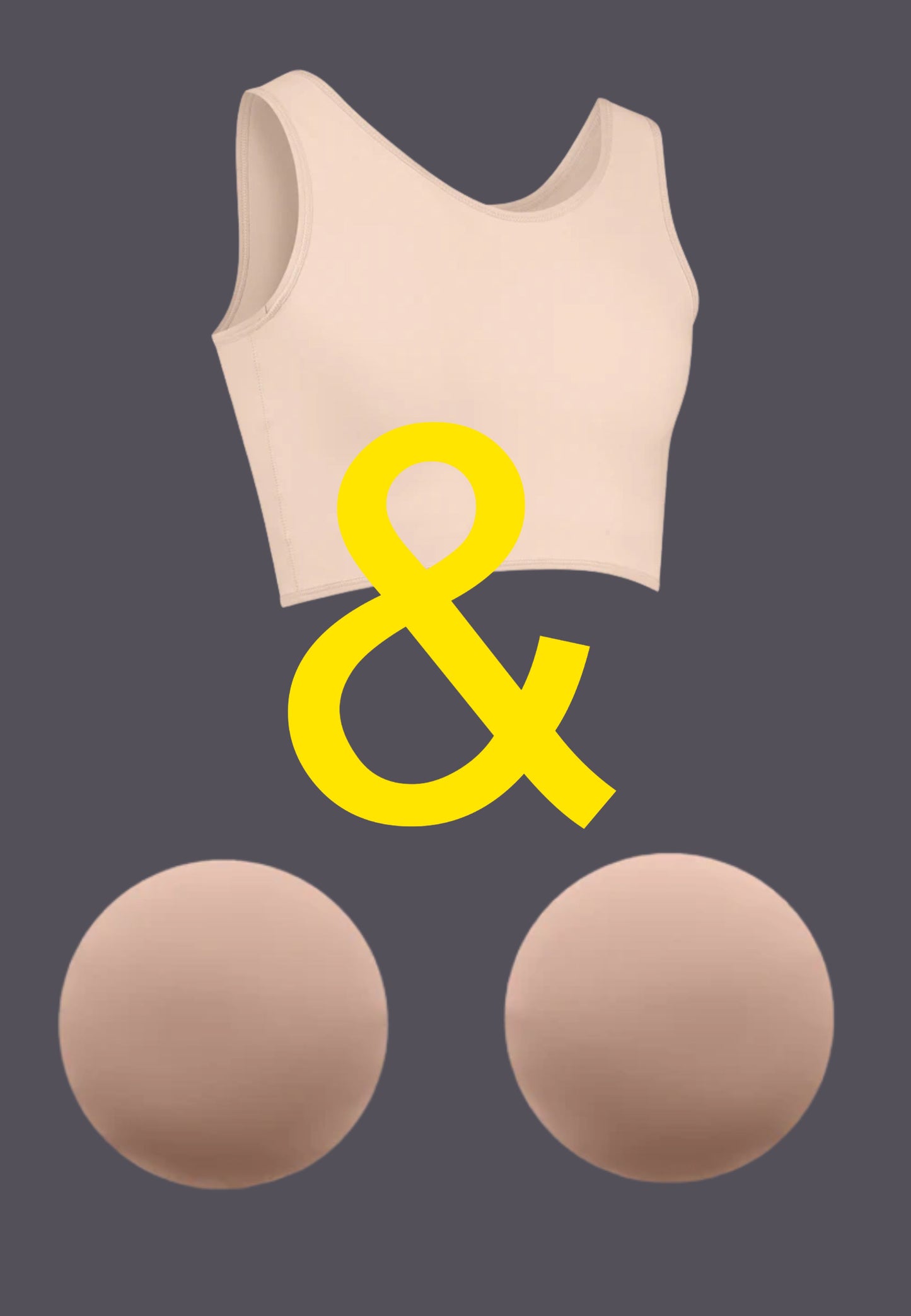 Short Binder beige + Silicone Nipple Pads - BUNDLE