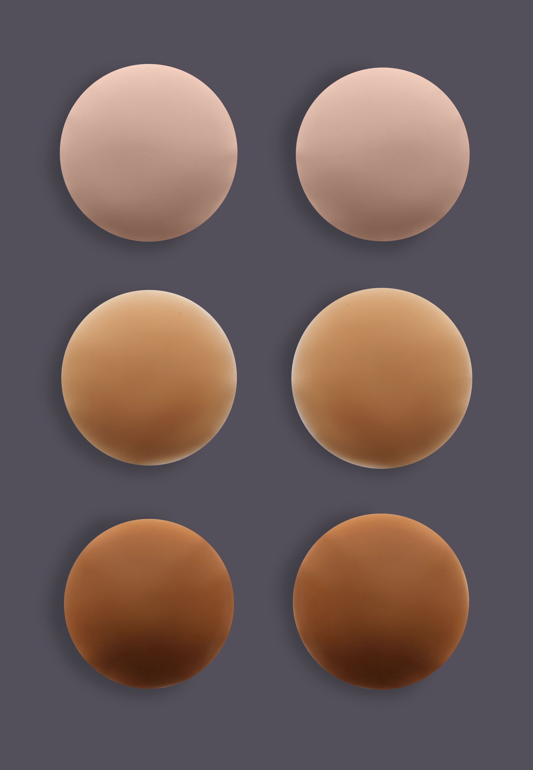Silicone Nipple Pads in all three colors: vanilla, caramel and chocolate