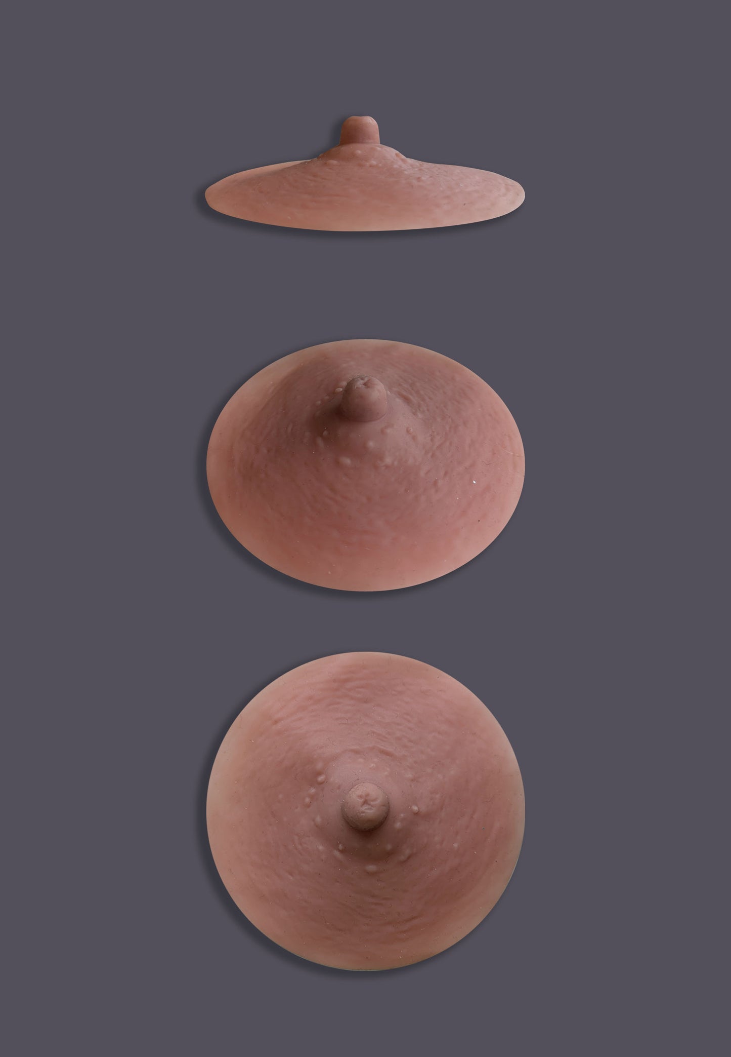 Realistic silicone nipples seen from all angles in the color vanilla to enhance your femme silhouette