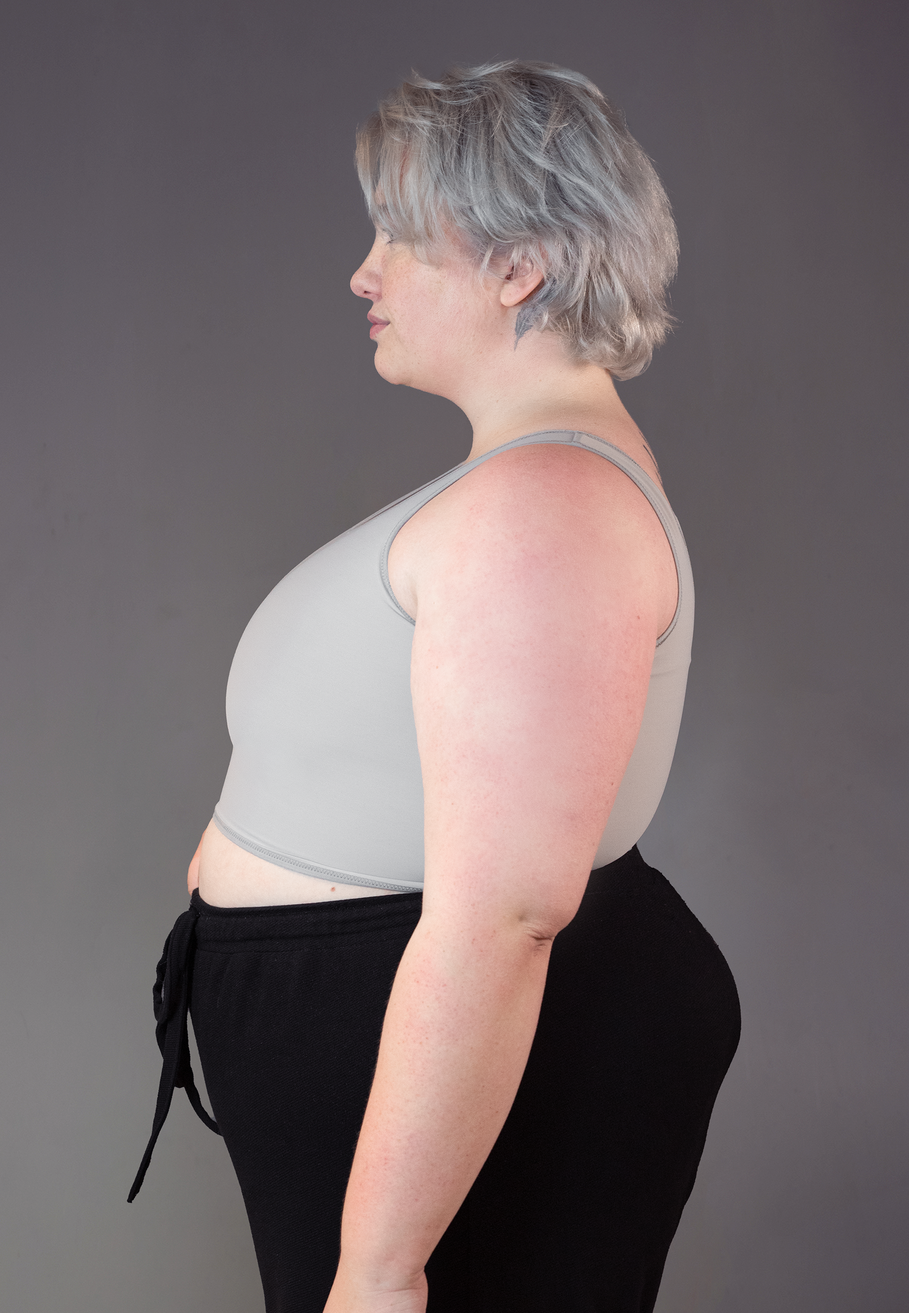 UNTAG short chest binder grey FTM trans masc non binary side