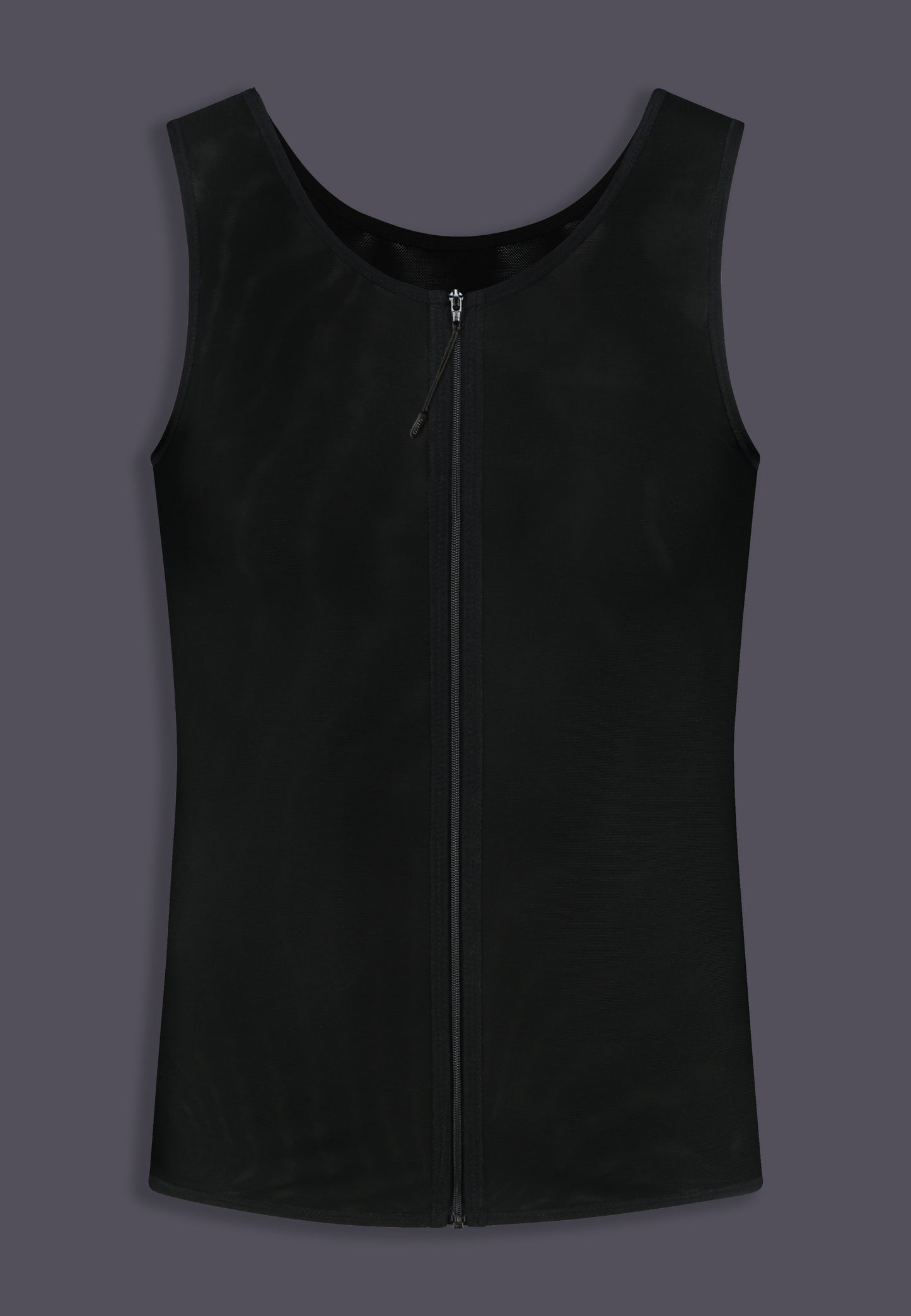 Singlet Binder with zipper in black front view by UNTAG