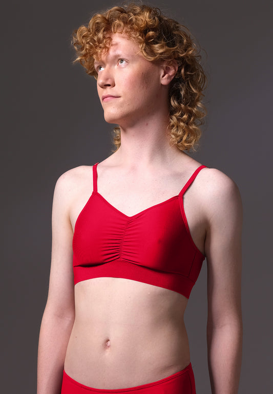 UNTAG MtF trans femme bra top prosthetic underwear bralette red - model side zoom
