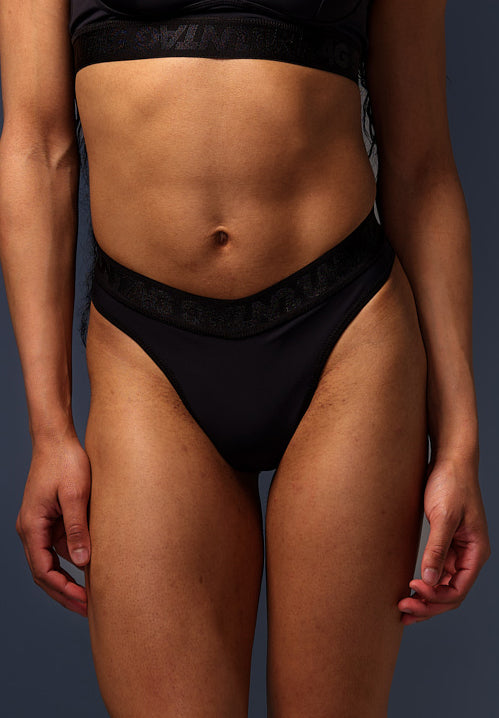 High Waisted Tucking Thong black