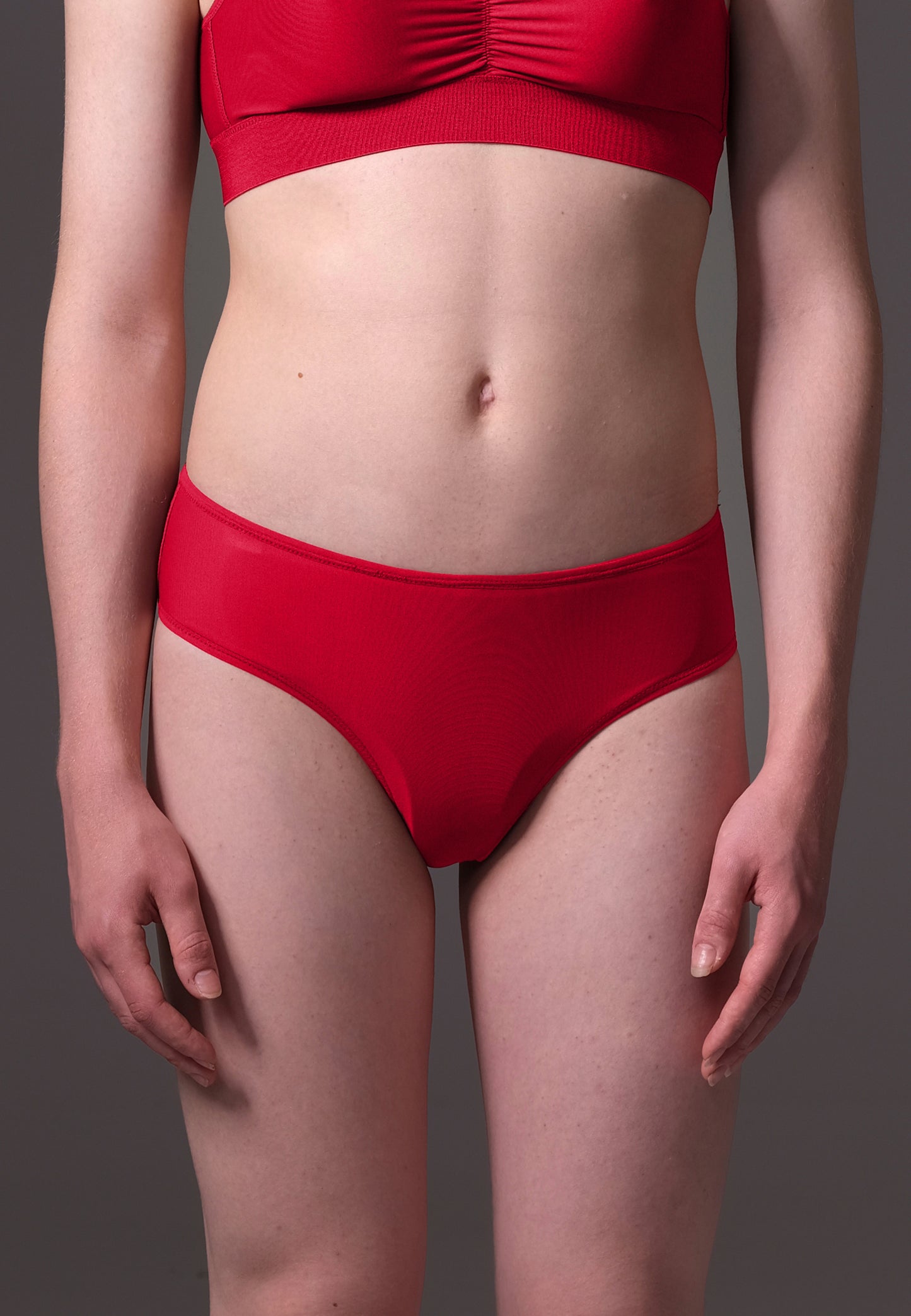 UNTAG MtF trans femme tucking underwear panties thong tanga red - model zoom front