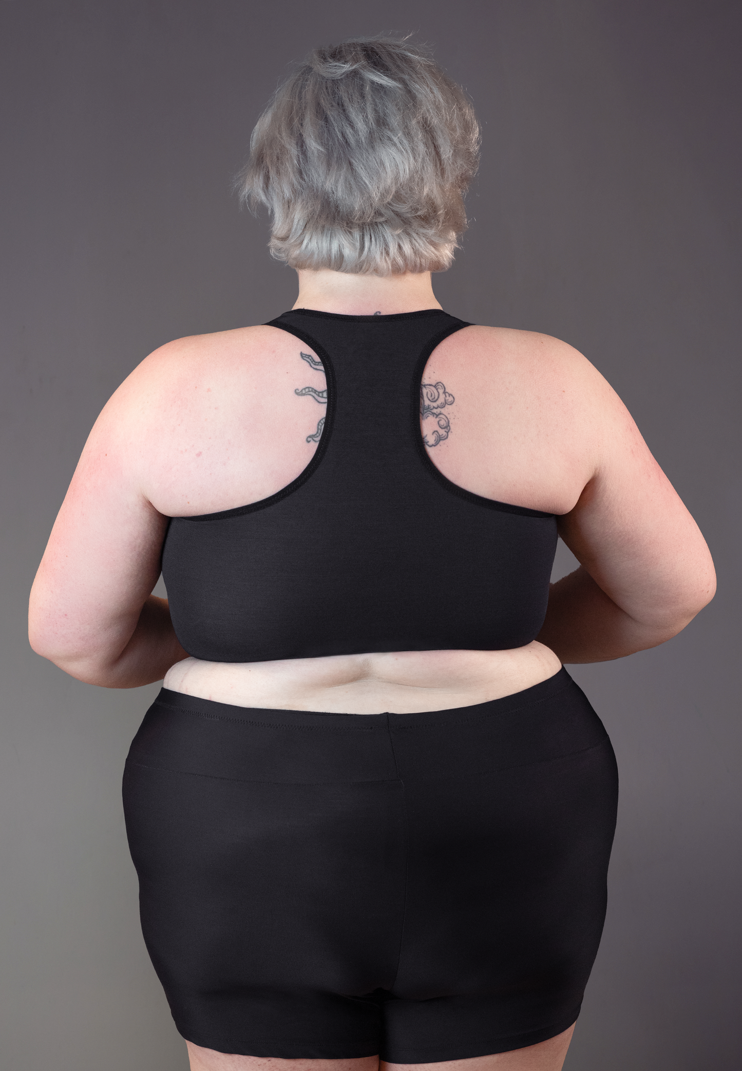 UNTAG Tank Swim chest binder black FTM trans masc non binary swimtop back