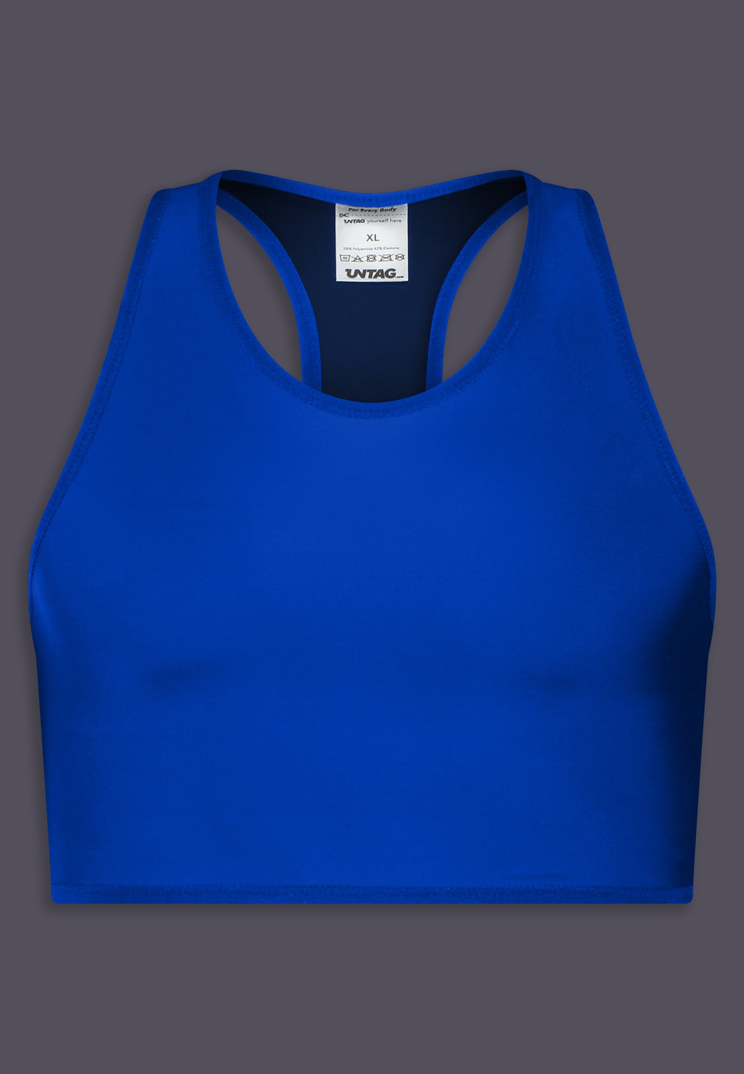 UNTAG FtM trans masc non binary swim cobalt blue chest binder tank top product front