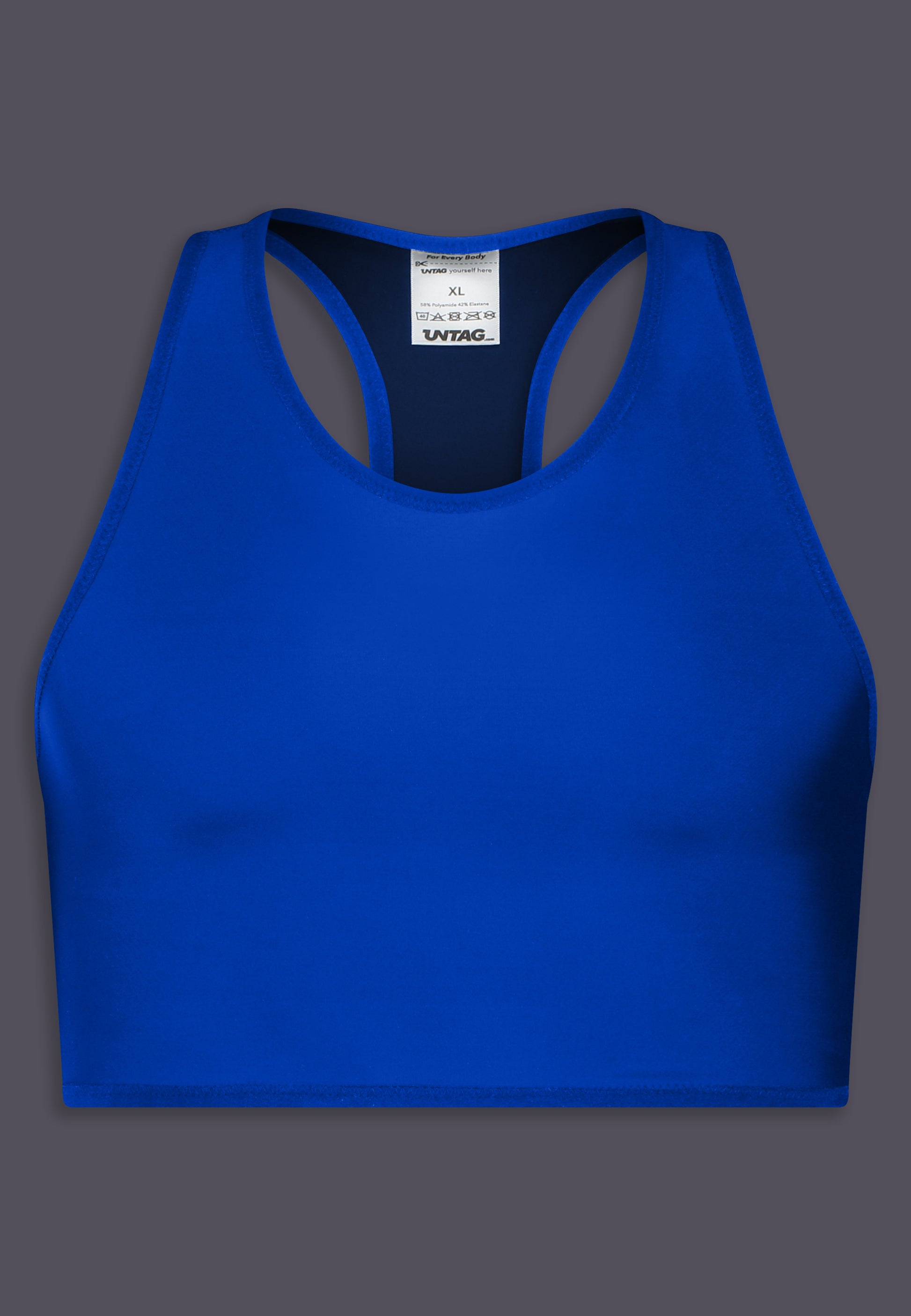 UNTAG FtM trans masc non binary swim cobalt blue chest binder tank top product front