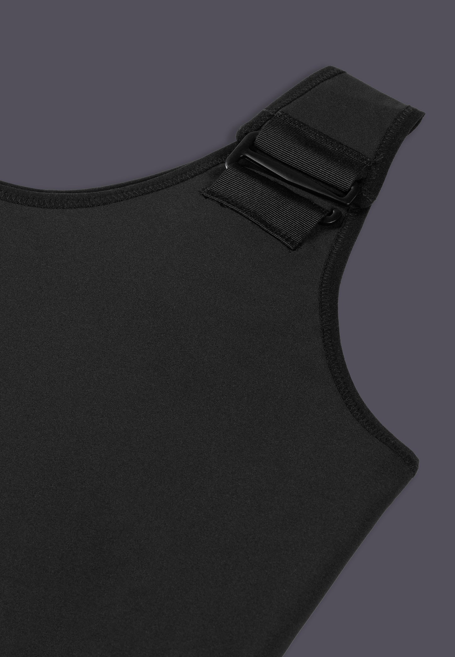 Swim Chest Binder Swimsuit with hook closure black FtM masculine trans swimwear - UNTAG - product hook detail picture