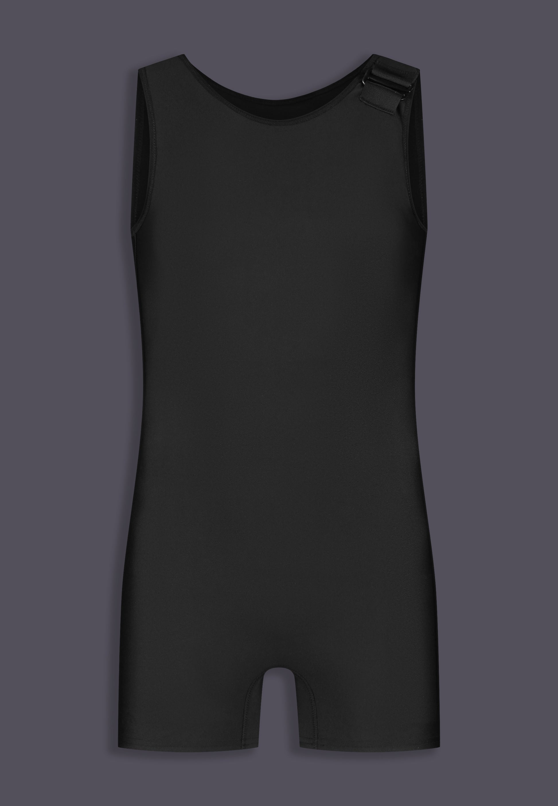 Swim Chest Binder Swimsuit with hook closure black FtM masculine trans swimwear - UNTAG - product front