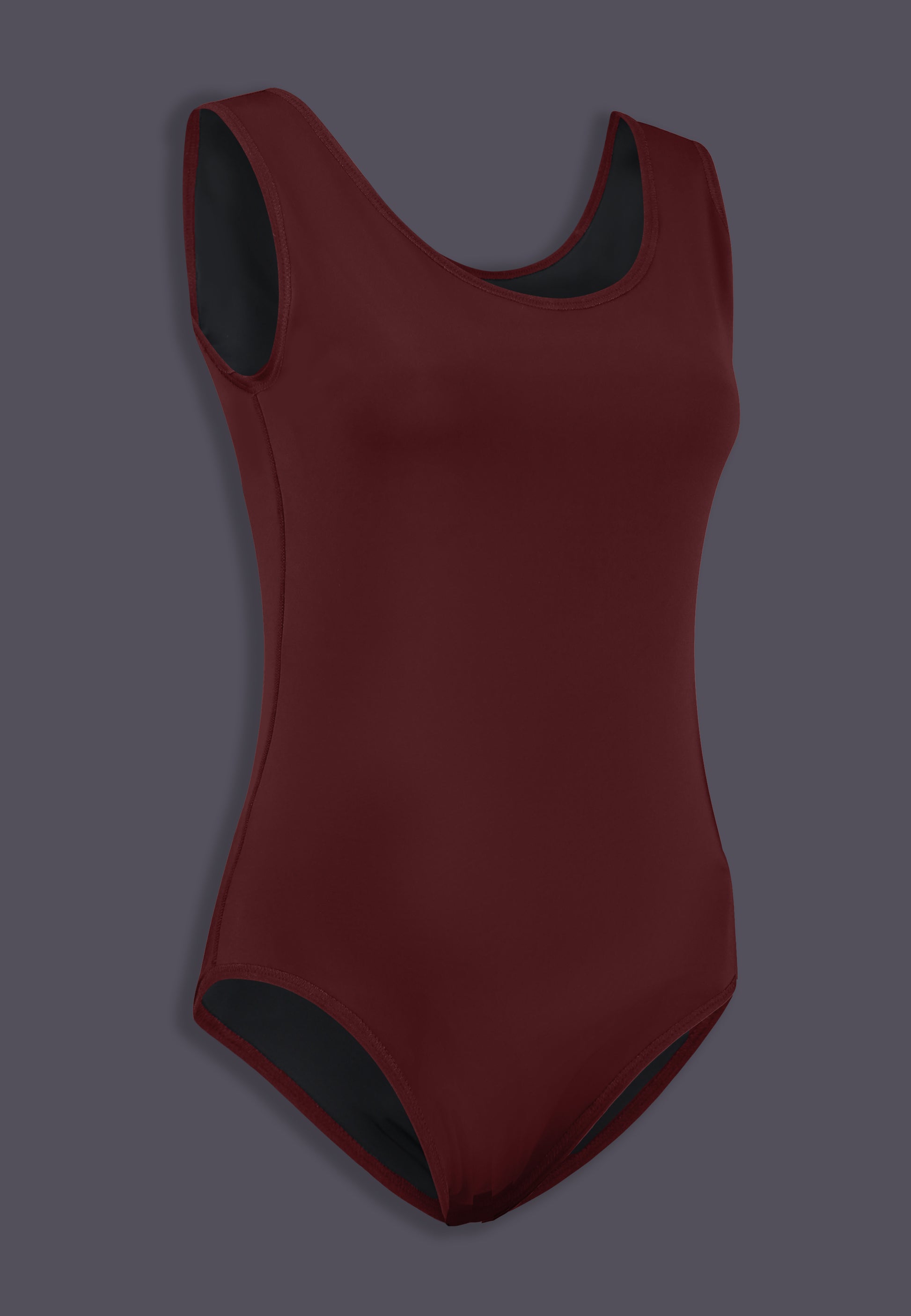 MtF trans swimsuit burgundy color tucking side product shot