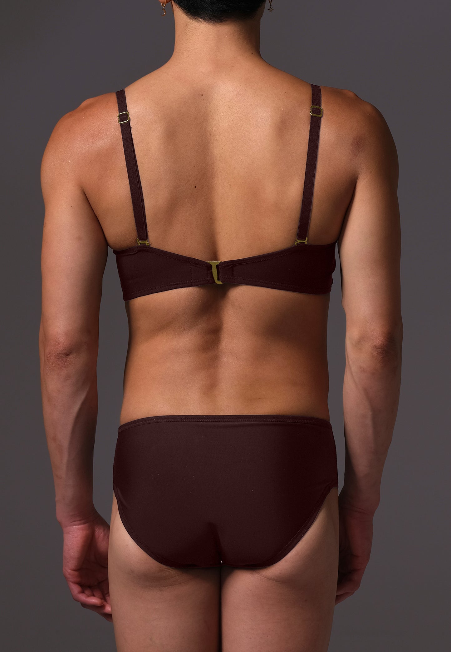 UNTAG MtF Bikini Bra Top espresso brown prosthetic top trans femme back zoom model