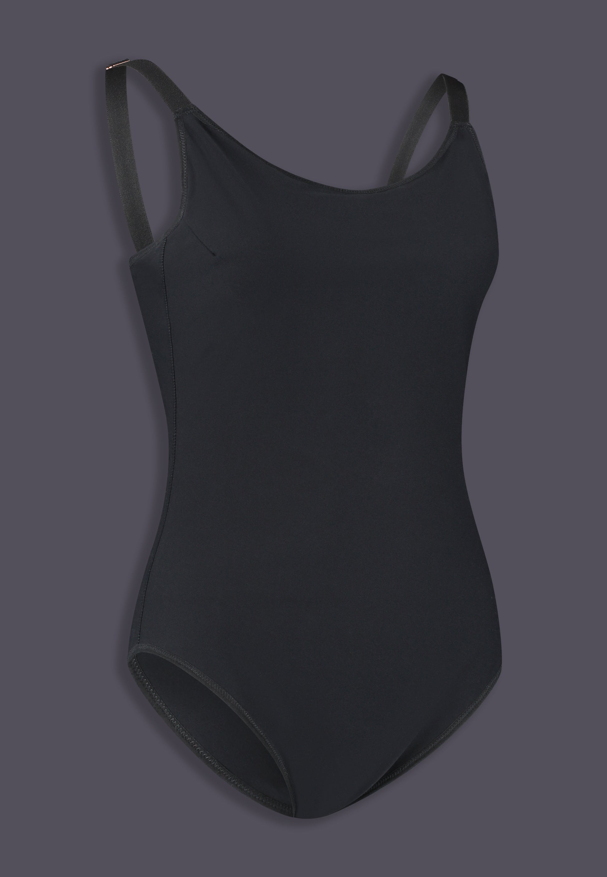 UNTAG MtF trans femme Strappy One Piece black prosthetic boobs  close up side front product