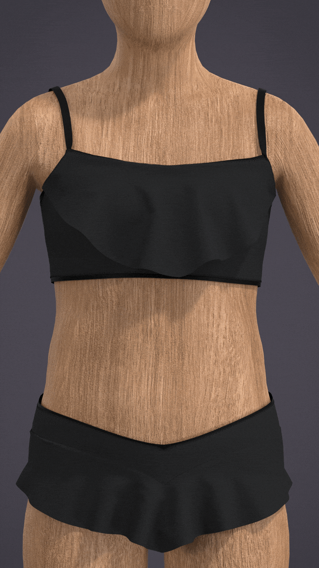 Braga Bikini Tucking con Volantes negra