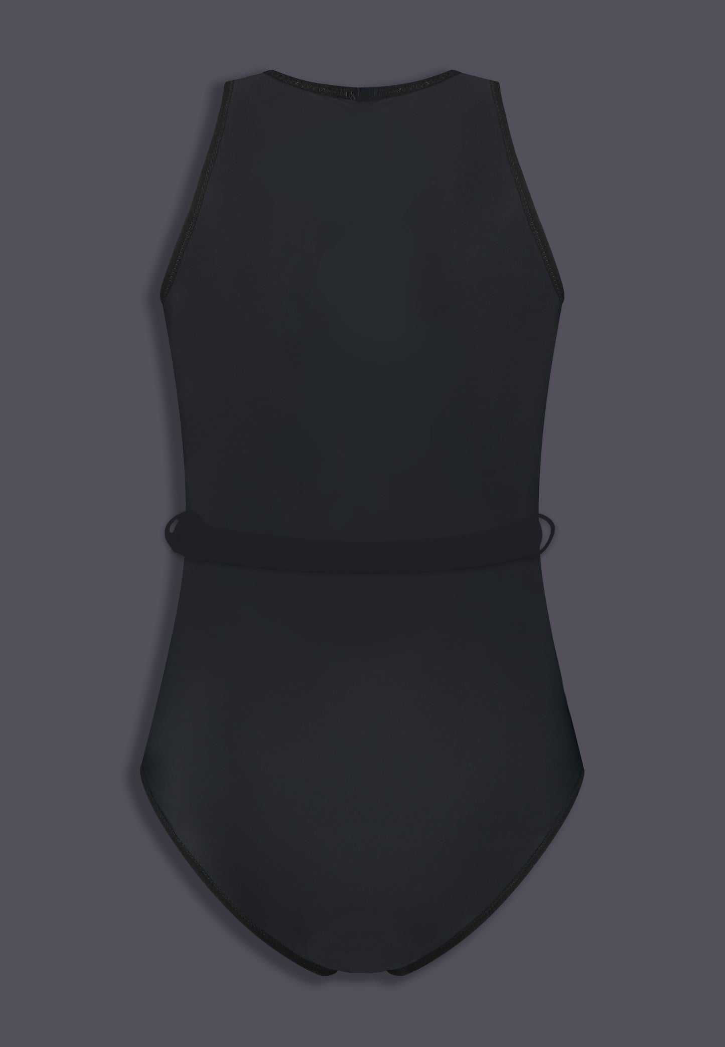 UNTAG MtF tucking bathing suit one piece black with belt prostheses - product back
