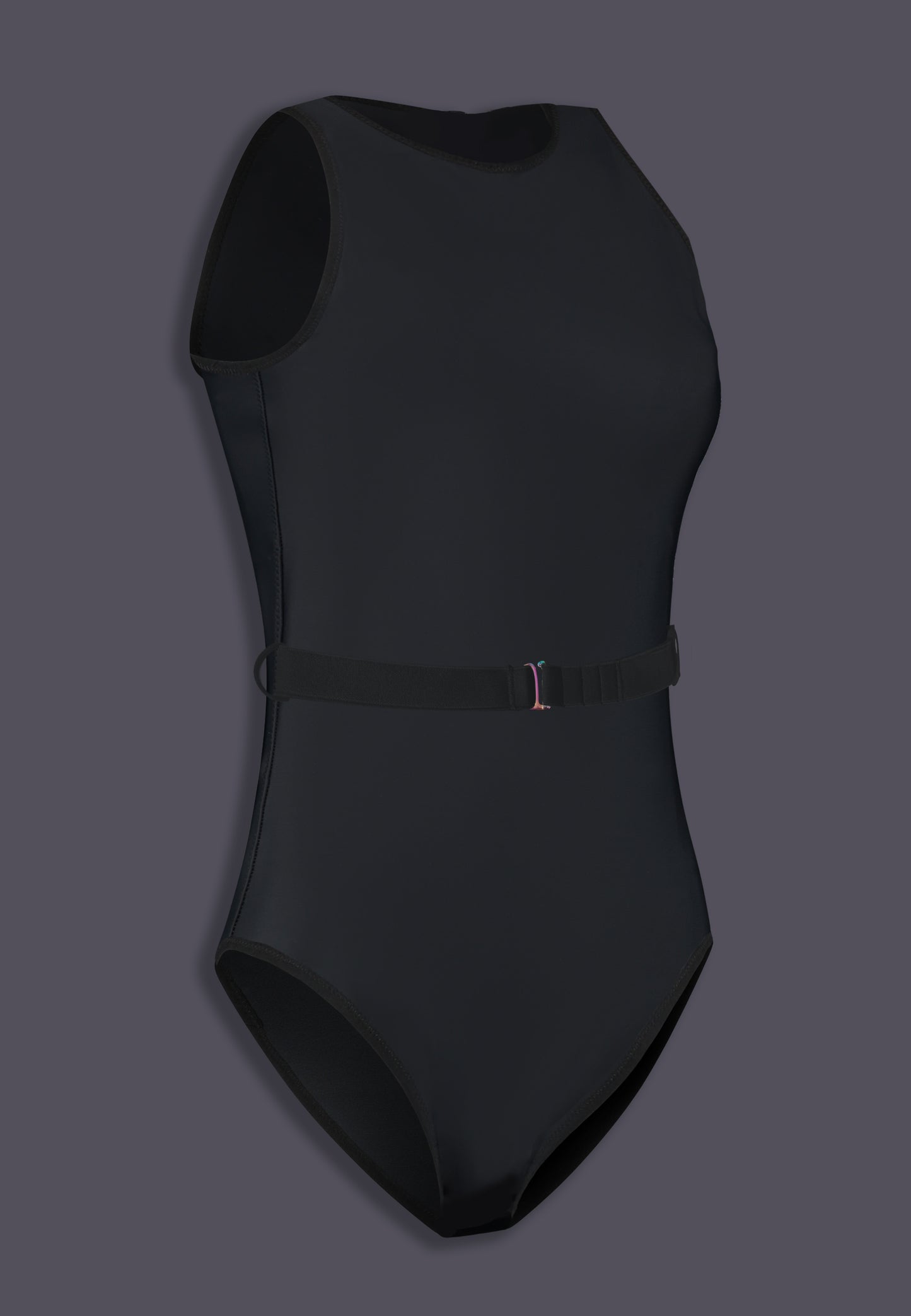 UNTAG MtF tucking bathing suit one piece black with belt prostheses - product side
