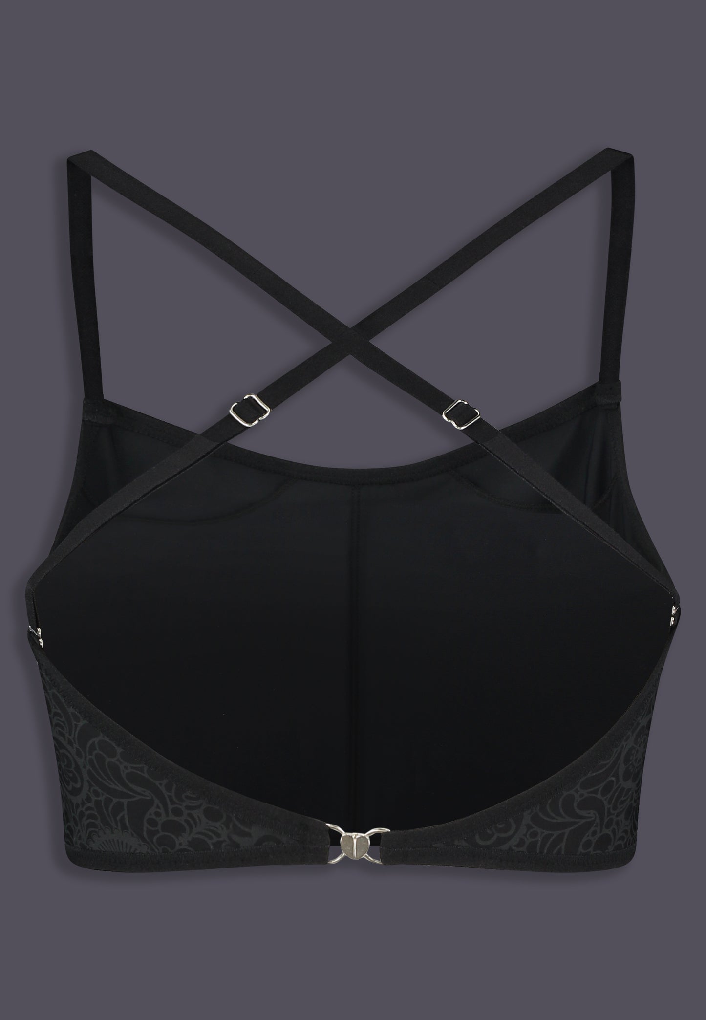 Bikinitop Advanced black grey floral print, back view